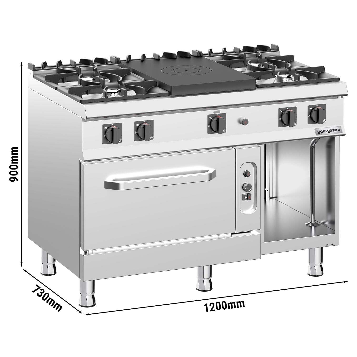 Gaasipliit ahjuga 5-põletiga 39,5kW