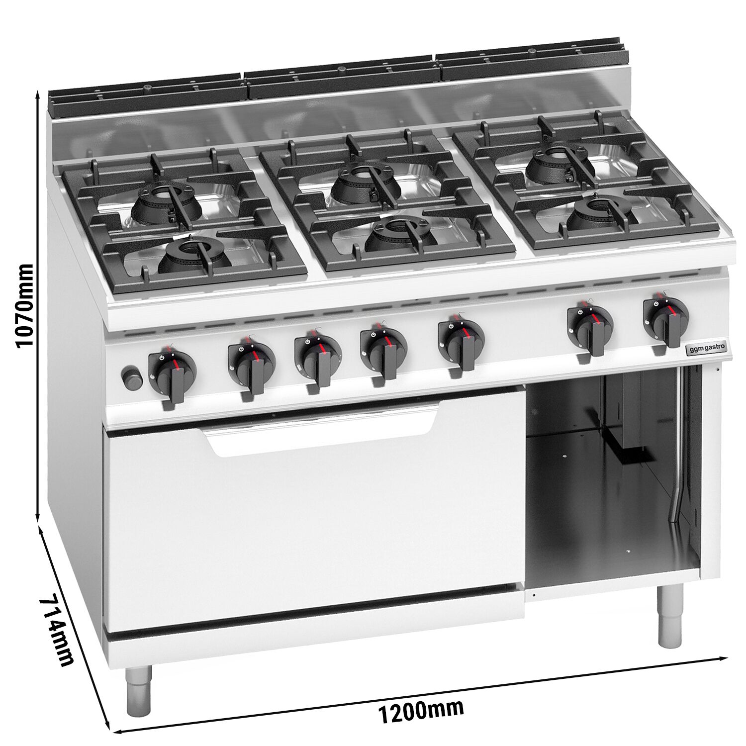 Gaasipliit ahjuga 6-põletiga 42kW