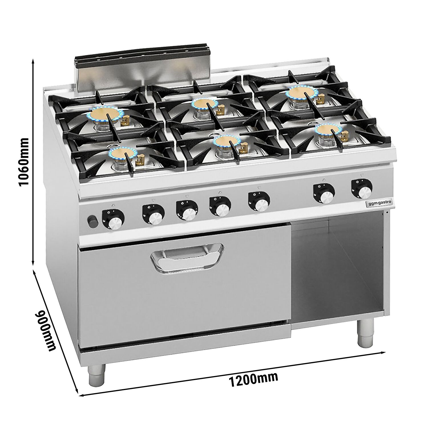 Gaasipliit ahjuga 6-põletiga 51,8kW