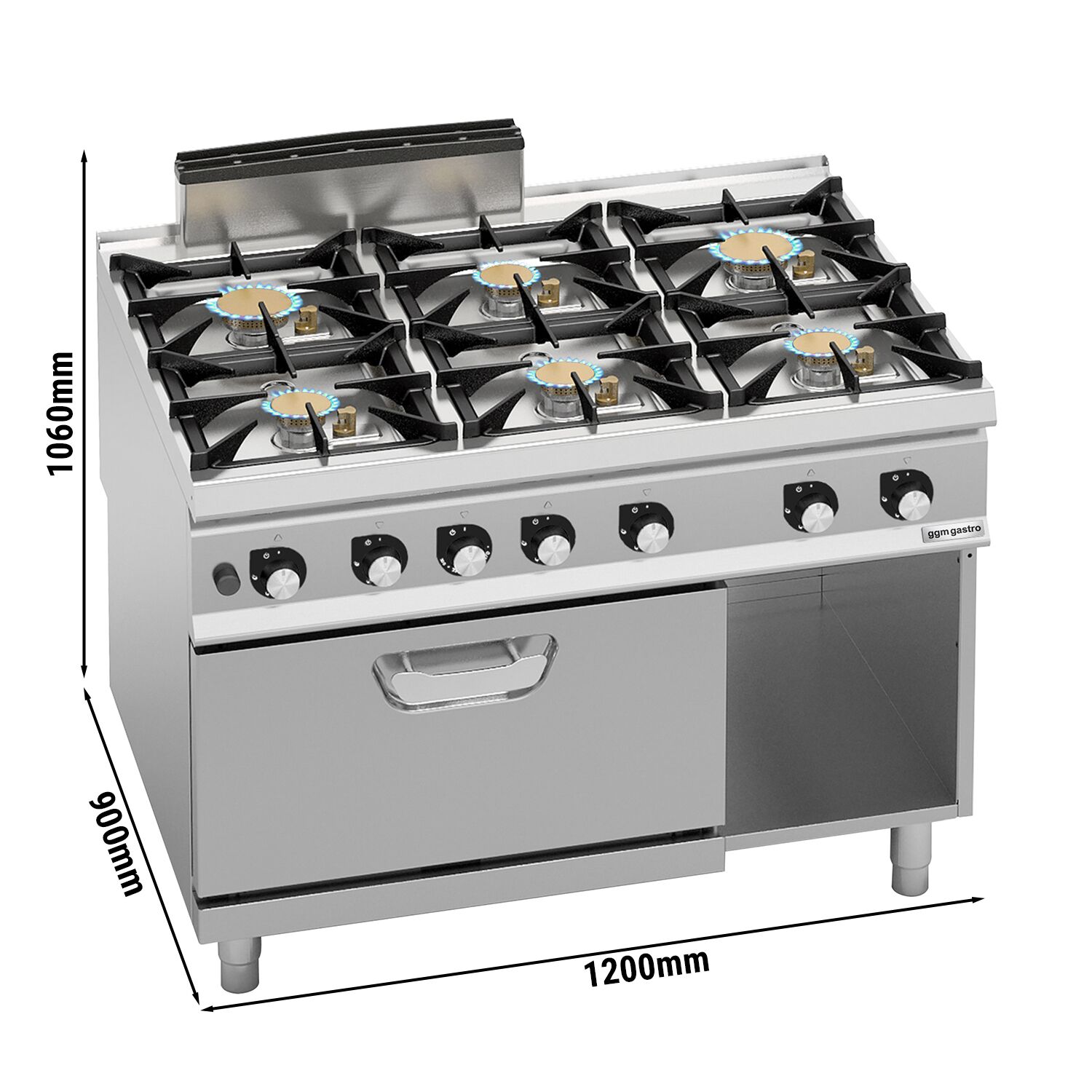 Gaasipliit ahjuga 6-põletiga 67,8kW