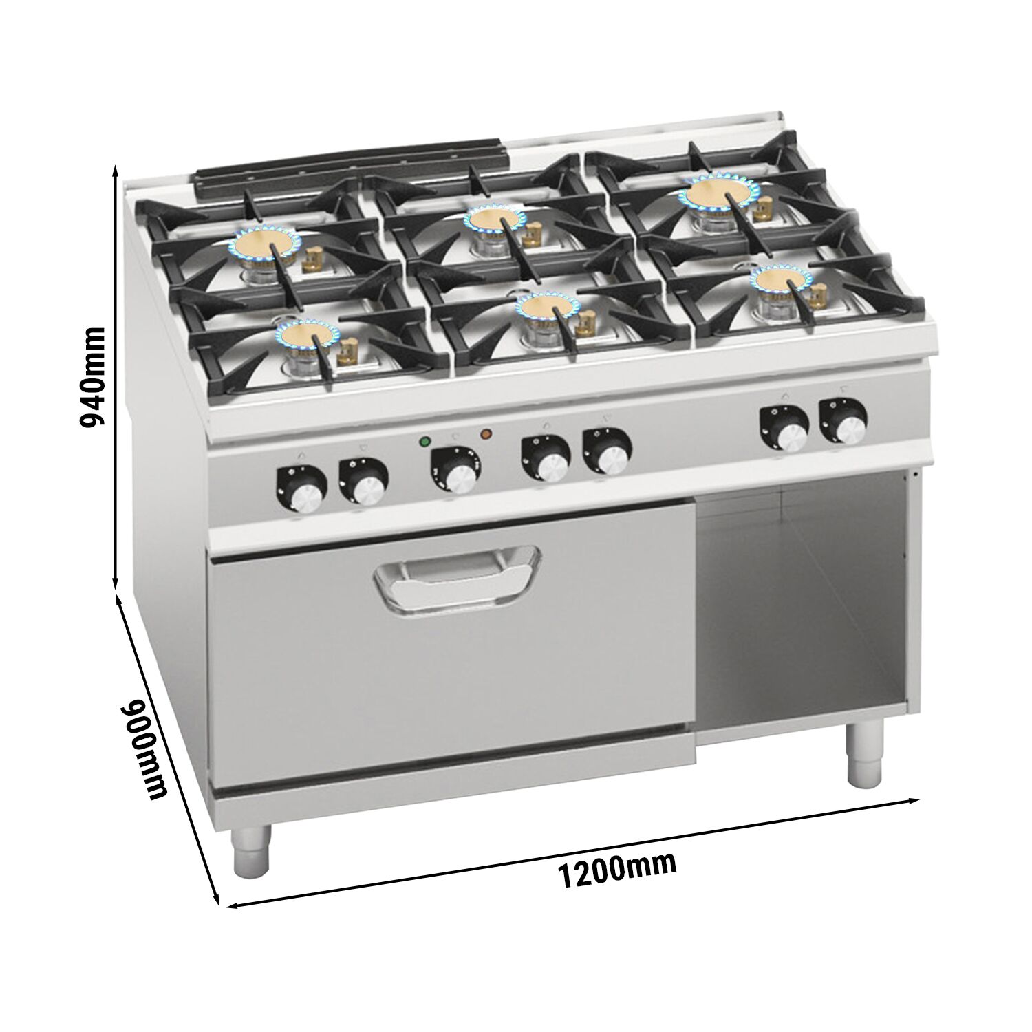 Gaasipliit ahjuga 6-põletiga 48,7kW