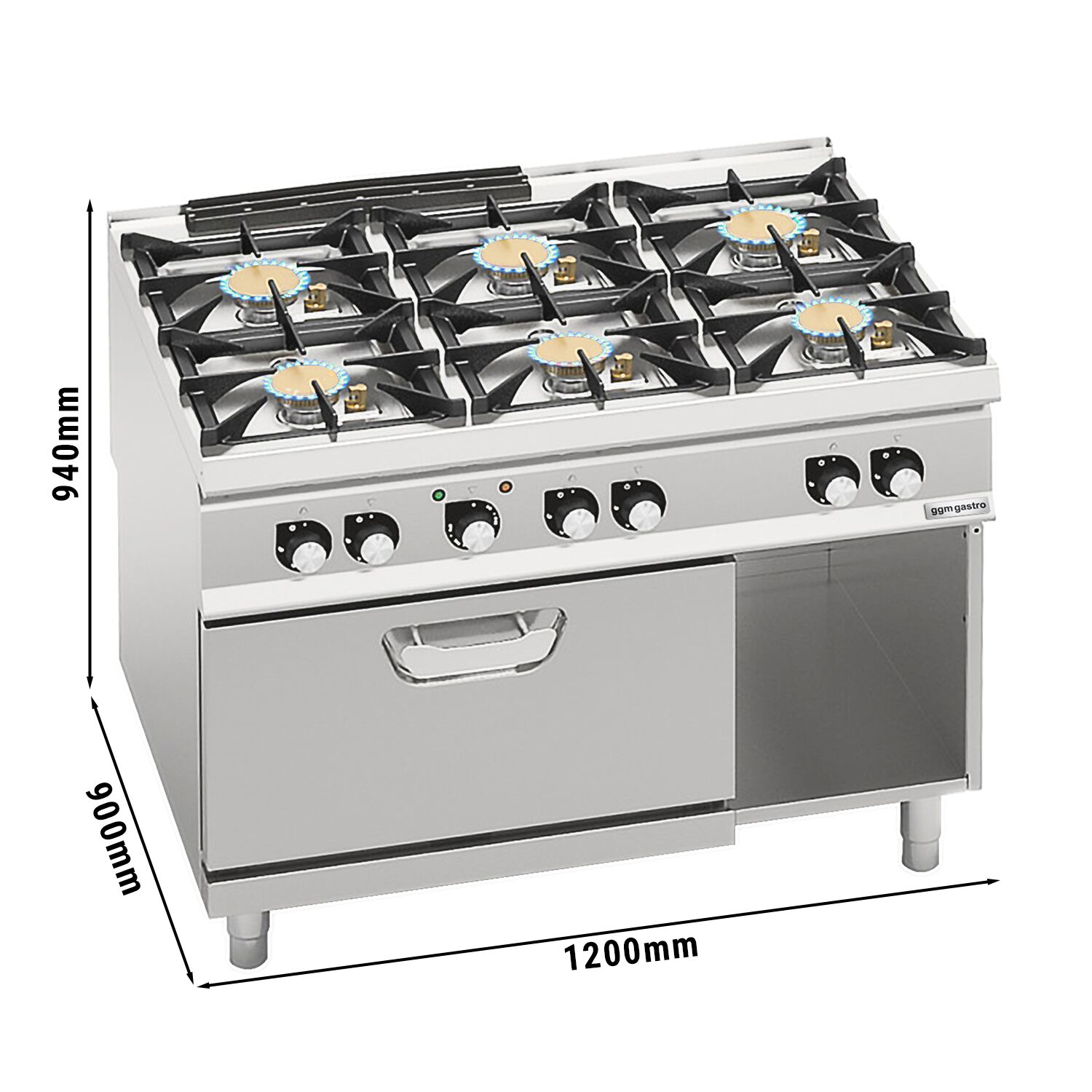 Gaasipliit ahjuga 6-põletiga 64,7kW
