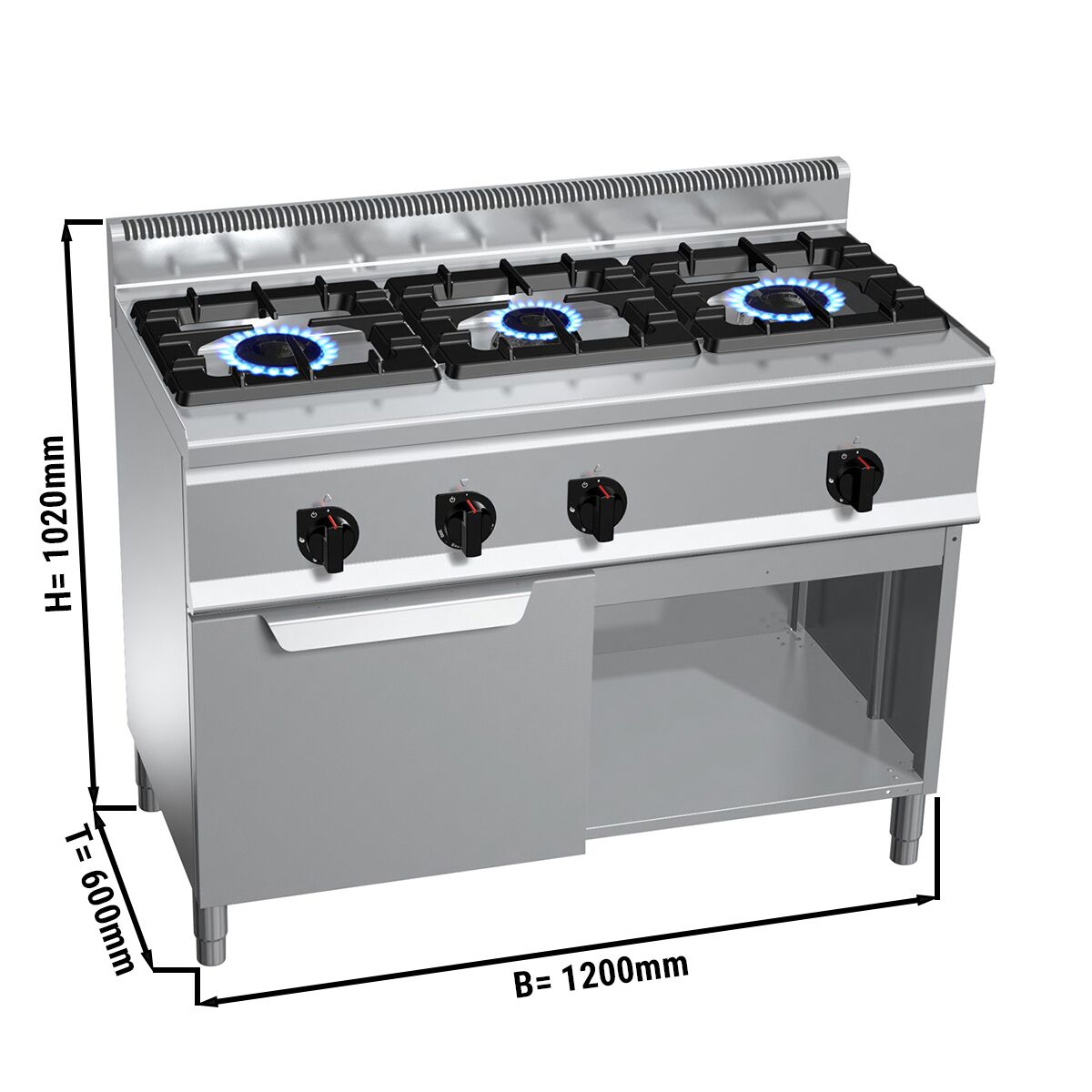Gaasipliit ahjuga 3-põletiga 34,5kW