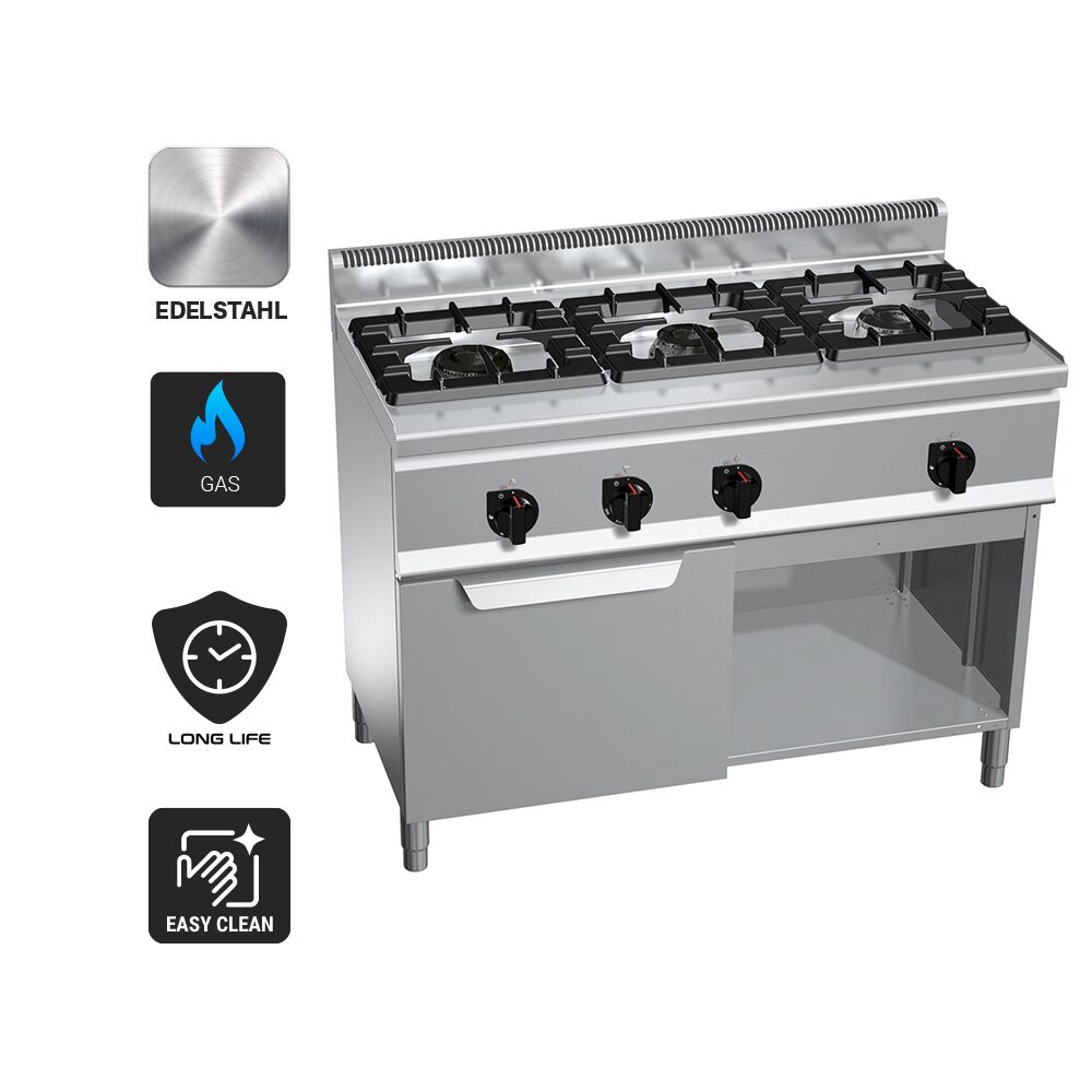 Gaasipliit ahjuga 3-põletiga 34,5kW