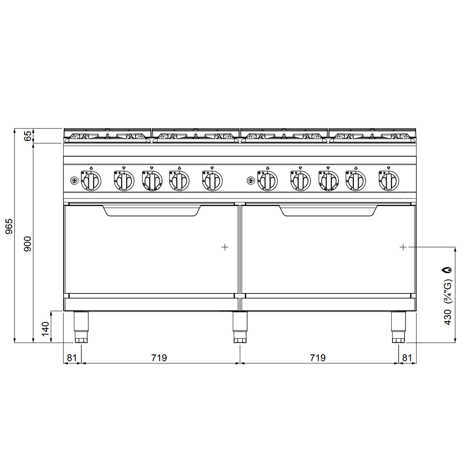Gaasipliit ahjuga 8-põletiga HD 84,2kW