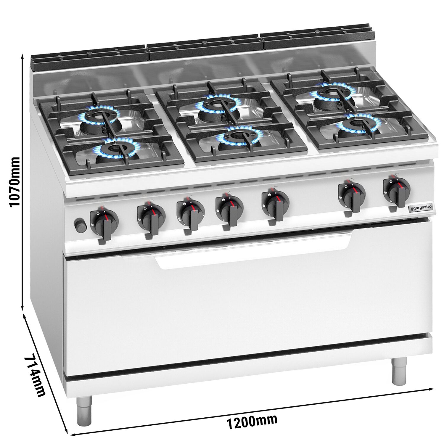 Gaasipliit ahjuga 6-põletiga 54kW