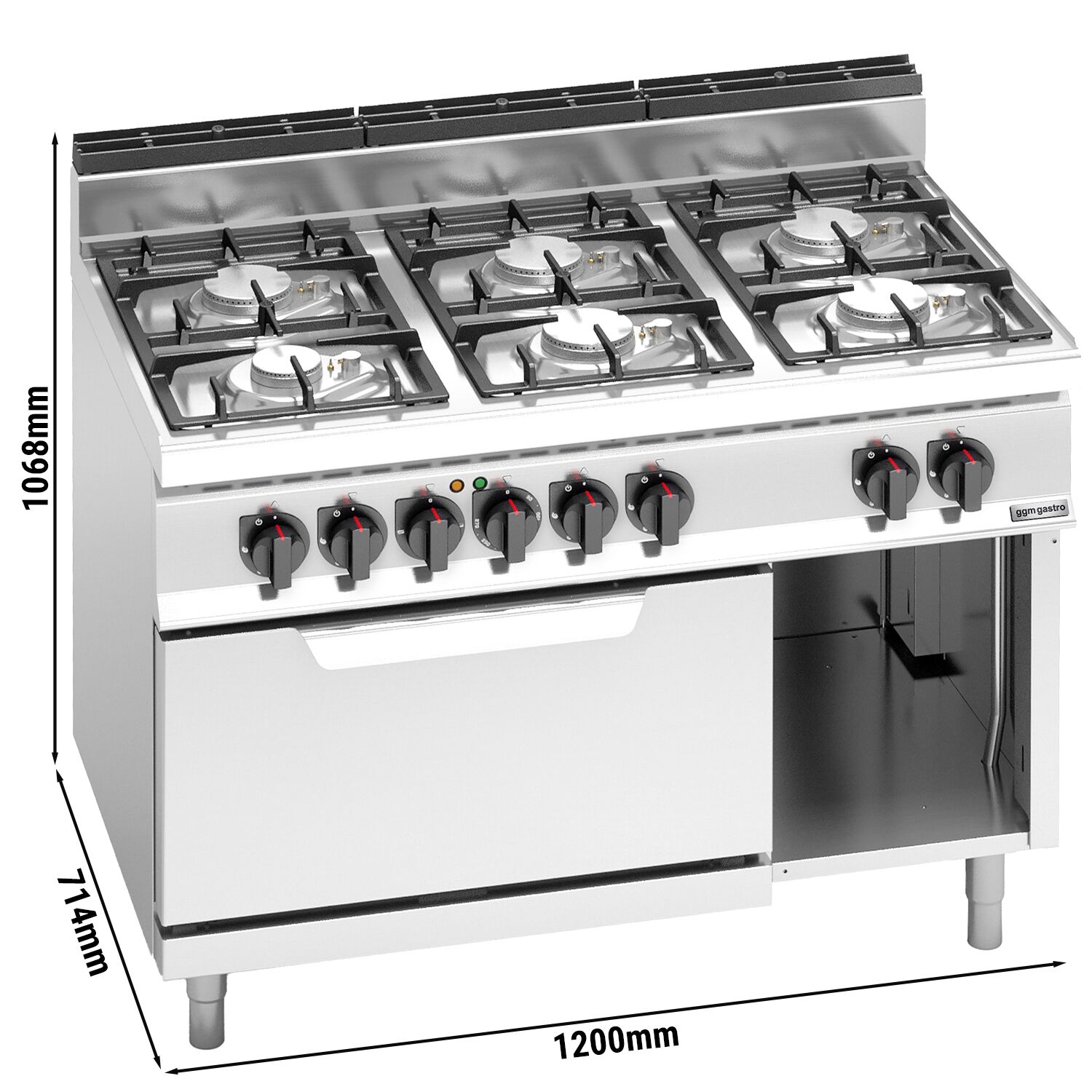 Gaasipliit ahjuga 6-põletiga 41kW