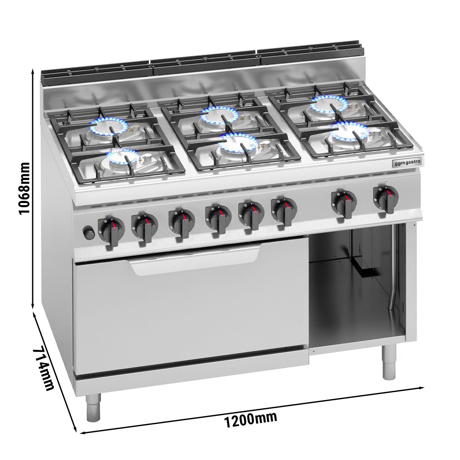 Gaasipliit ahjuga 6-põletiga 33,5kW
