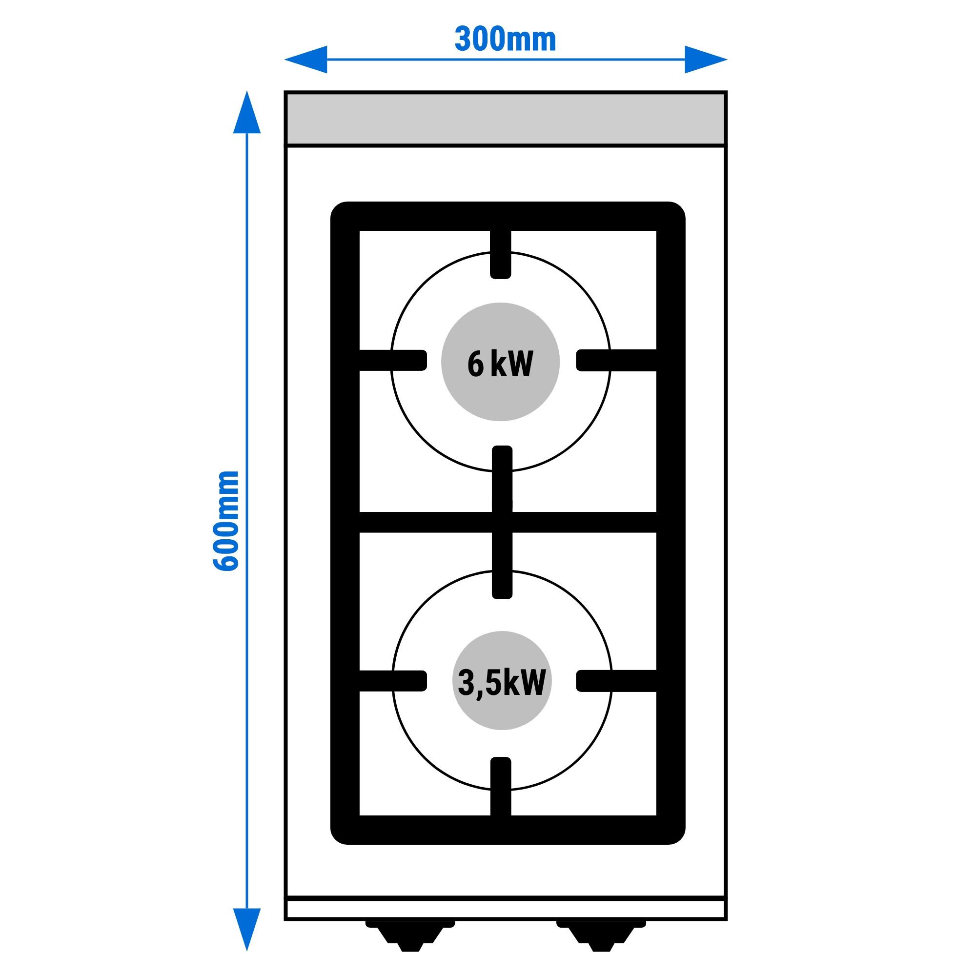 Gaasipliit 2-põletiga 9,5kW