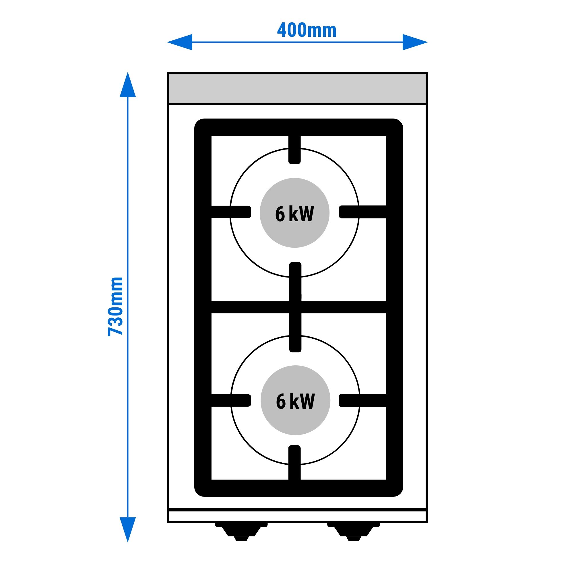 Gaasipliit 2-põletiga 12kW
