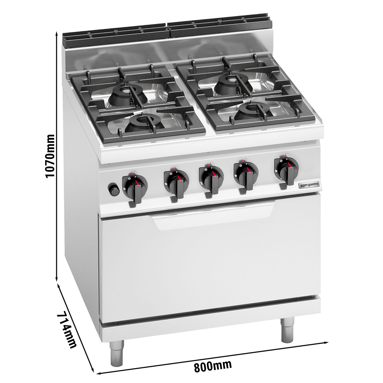 Gaasipliit ahjuga 4-põletiga 35,8kW