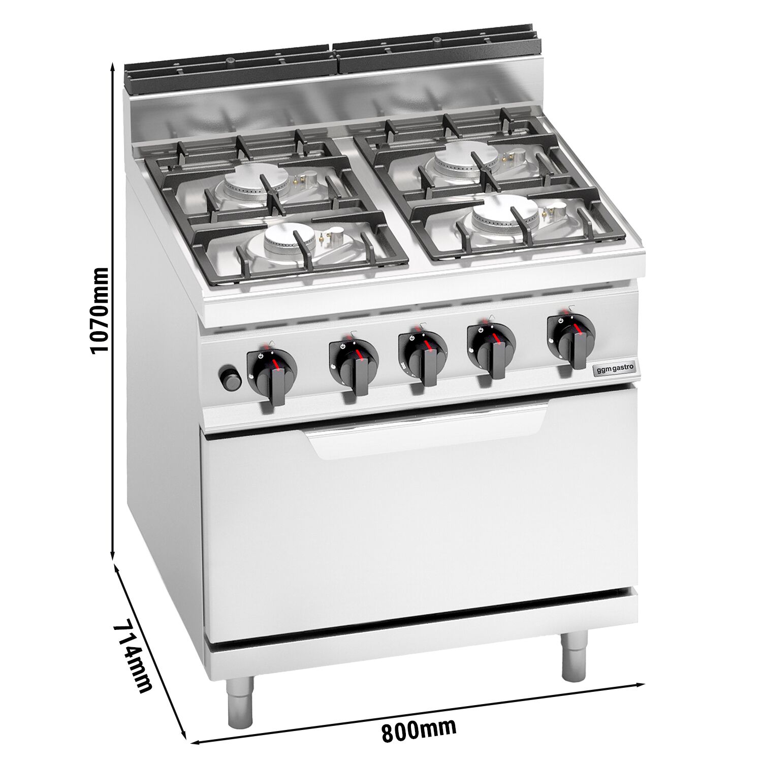 Gaasipliit ahjuga 4-põletiga 29,3kW