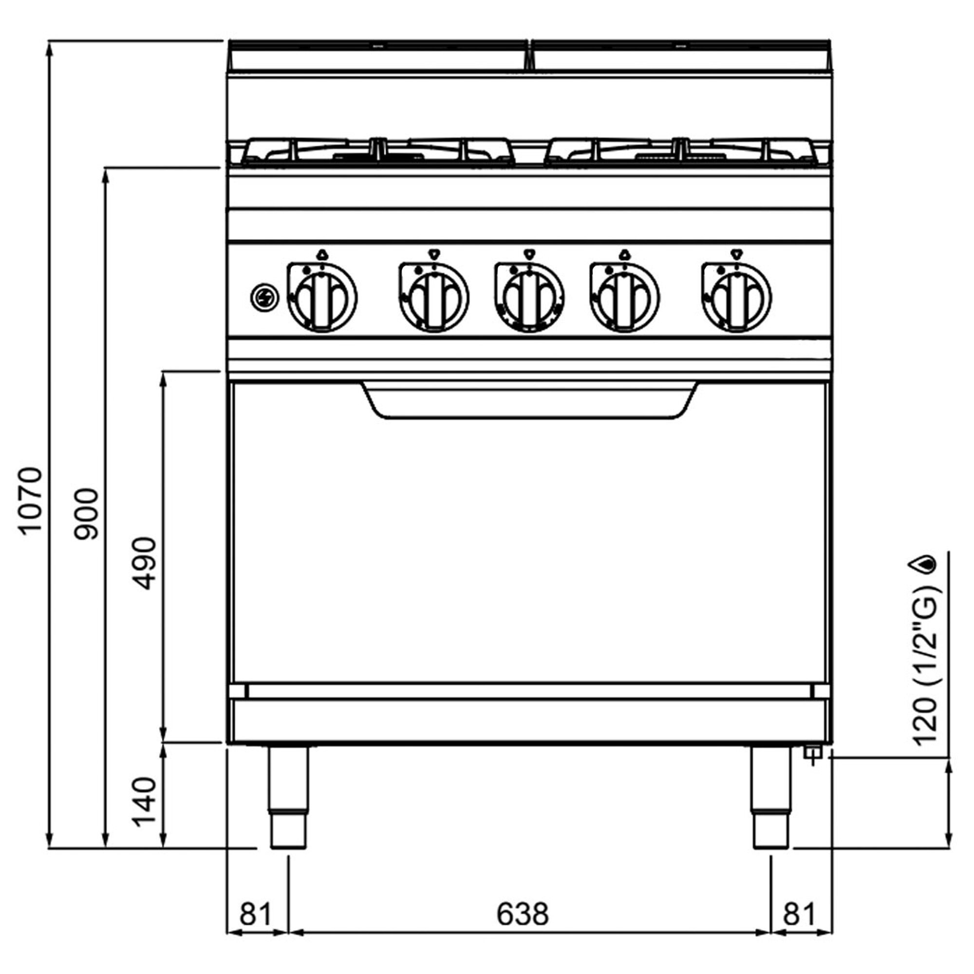 Gaasipliit ahjuga 4-põletiga 29,3kW
