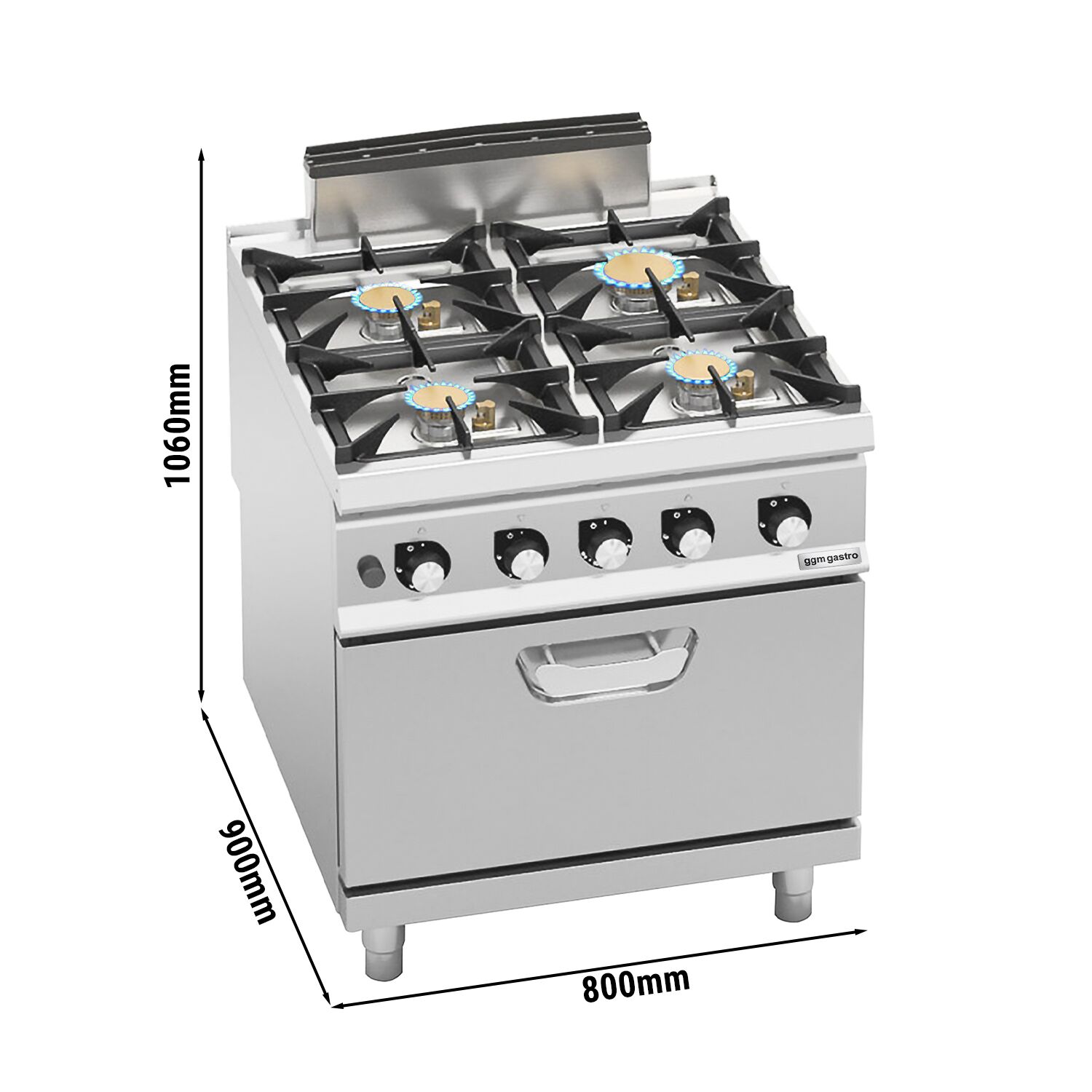 Gaasipliit ahjuga 4-põletiga 35,8kW