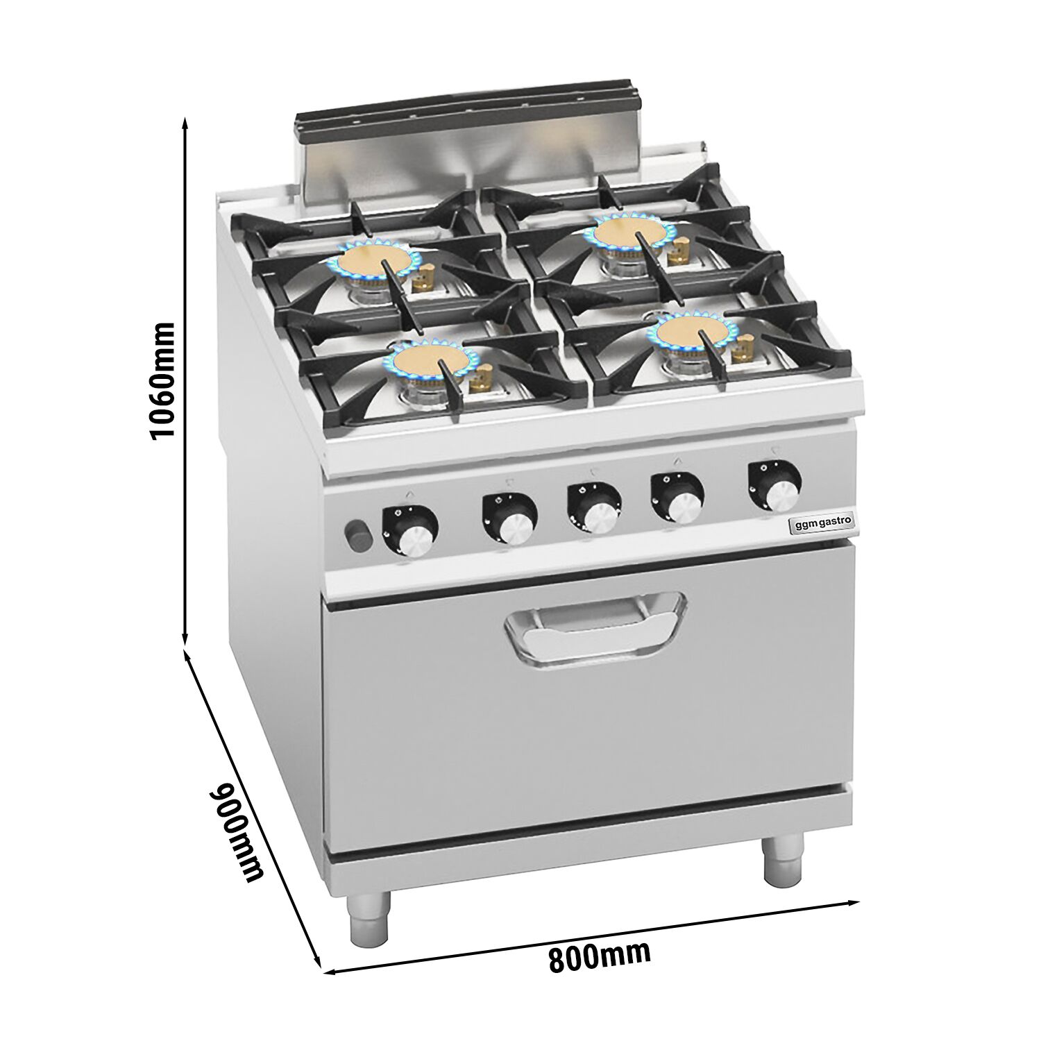 Gaasipliit ahjuga 4-põletiga 47,8kW