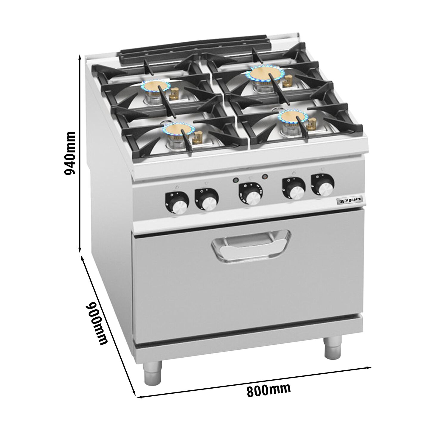 Gaasipliit ahjuga 4-põletiga 32,7kW