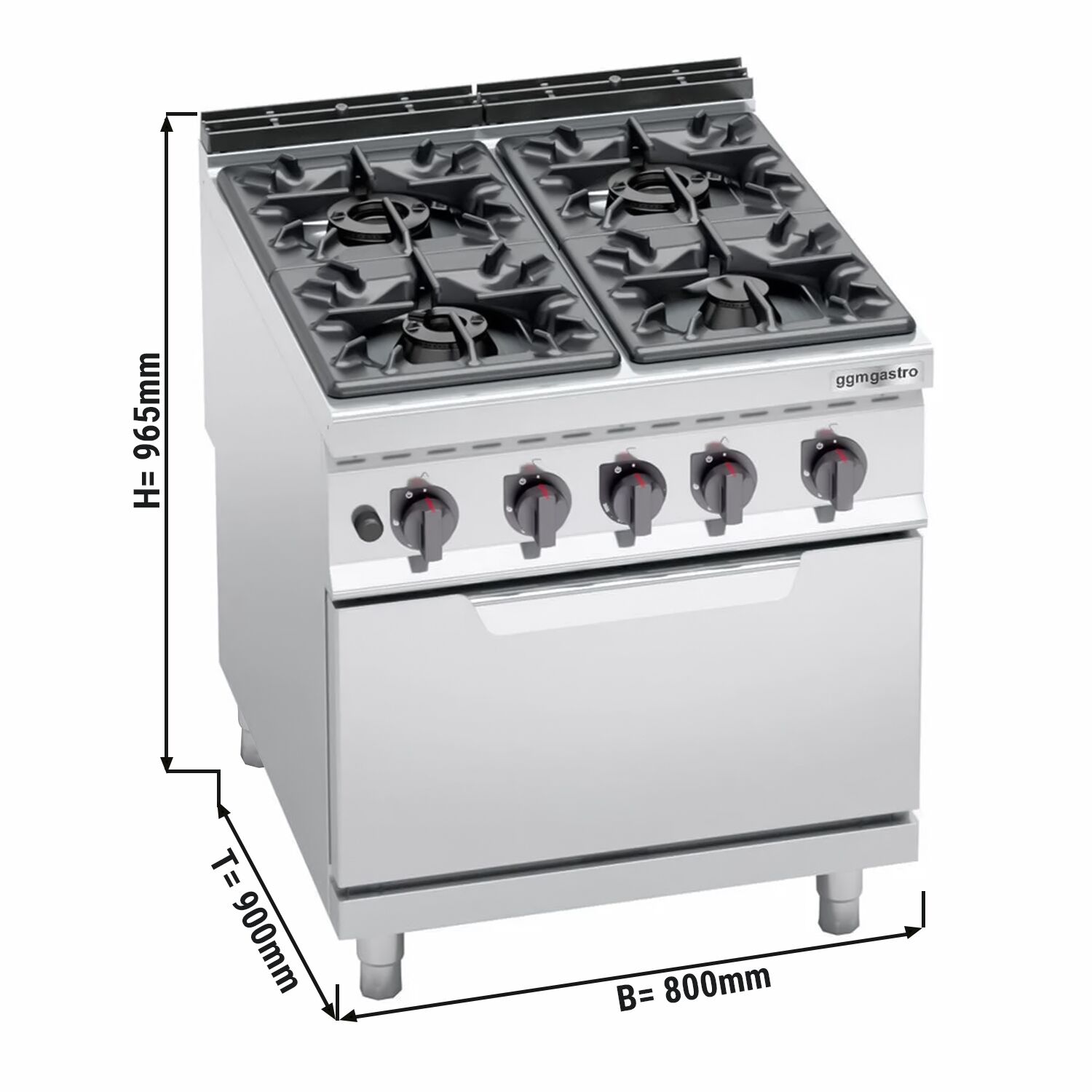 Gaasipliit ahjuga 4-põletiga 34,5kW