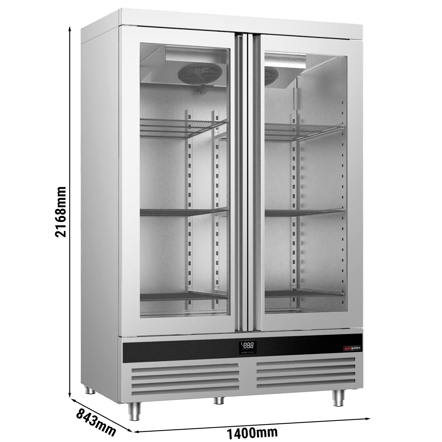 Vitriinkülmik PREMIUM GN2/1, 1400l, 2 klaasust