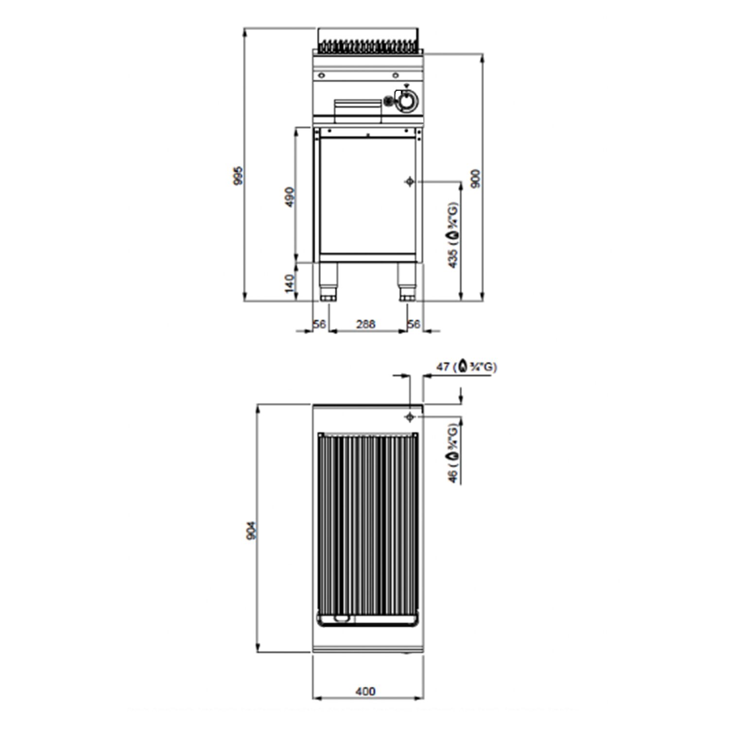 Gaasigrill Paolo 900, 400mm