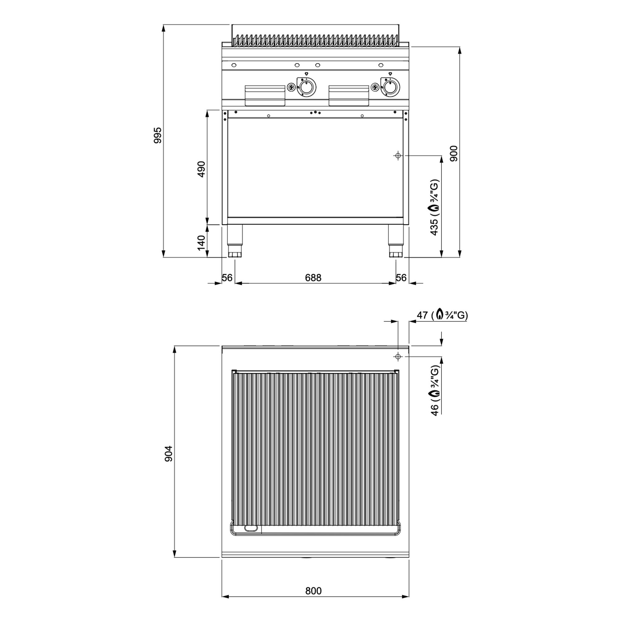 Gaasigrill Paolo 900, 800mm