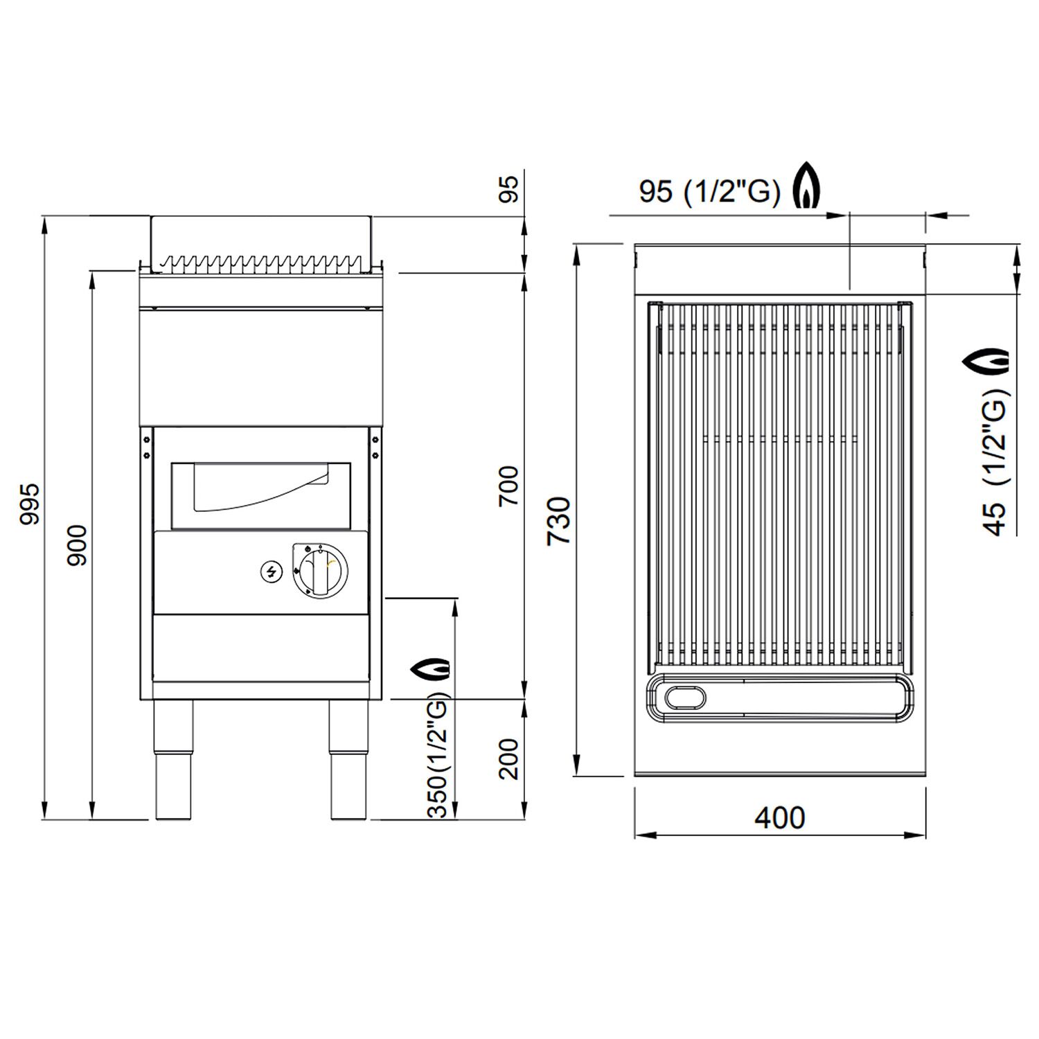 Gaasigrill Paolo 700, 400mm