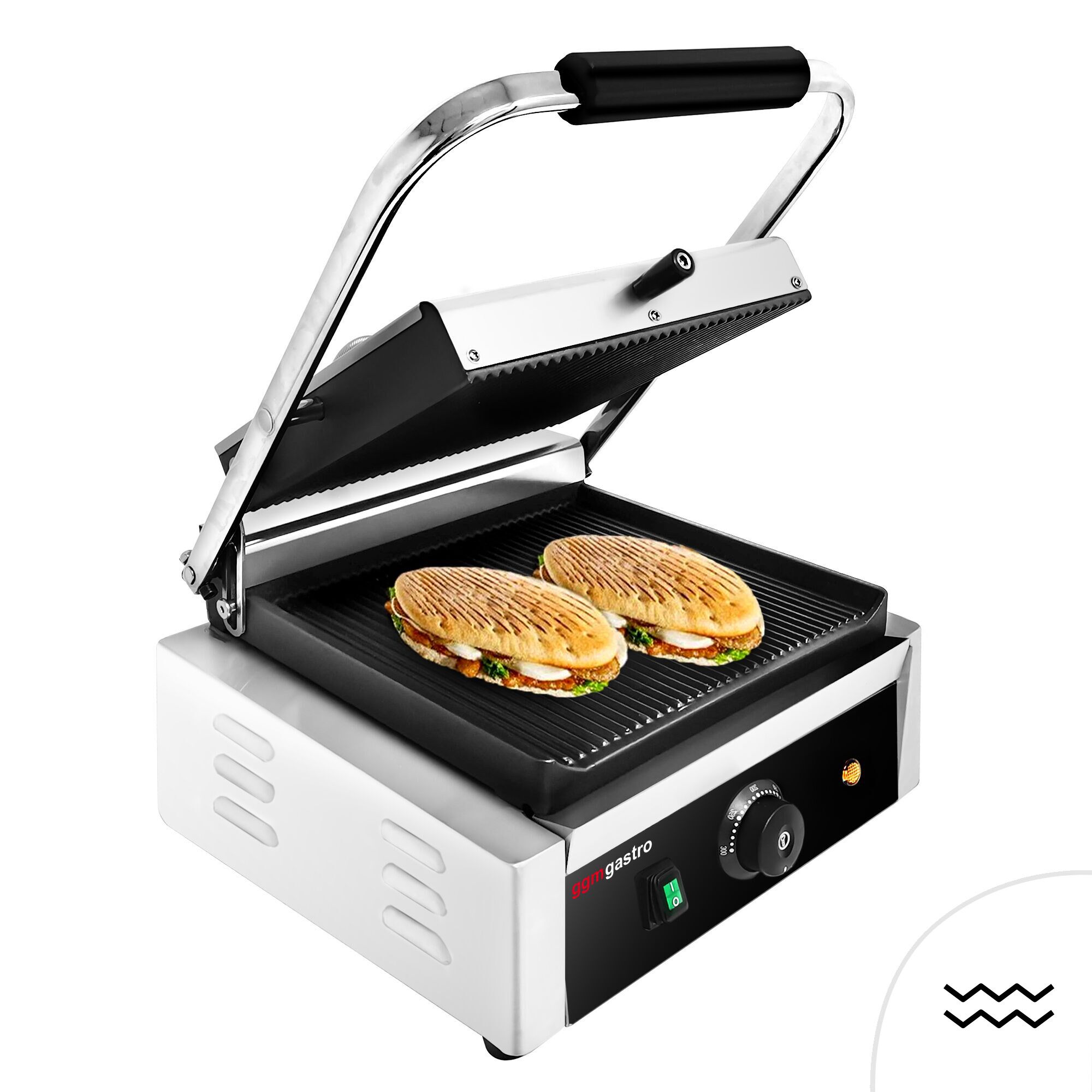 Digitaalne kontaktgrill 2kW, ribilised plaadid