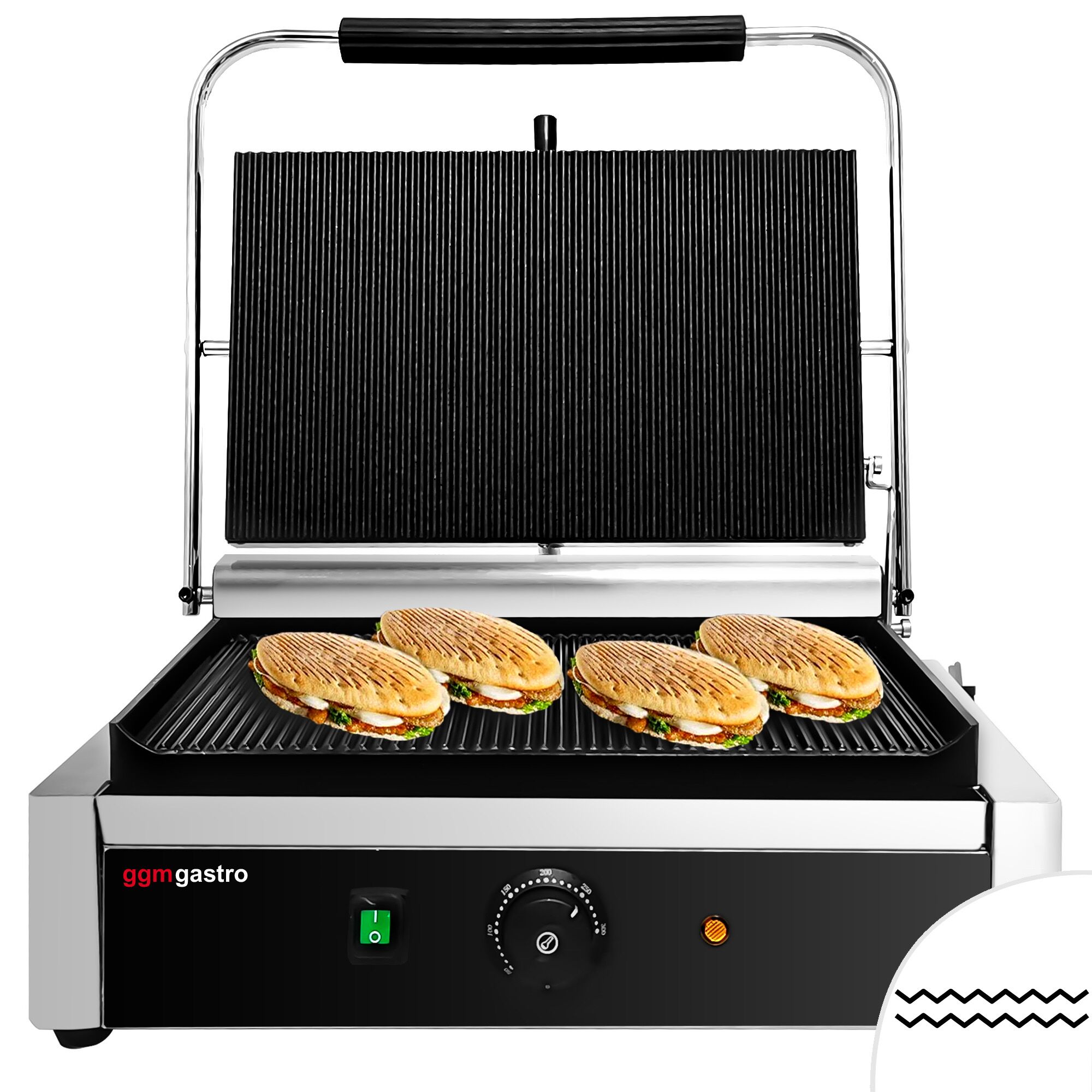 Digitaalne kontaktgrill 2,6kW, ribilised plaadid