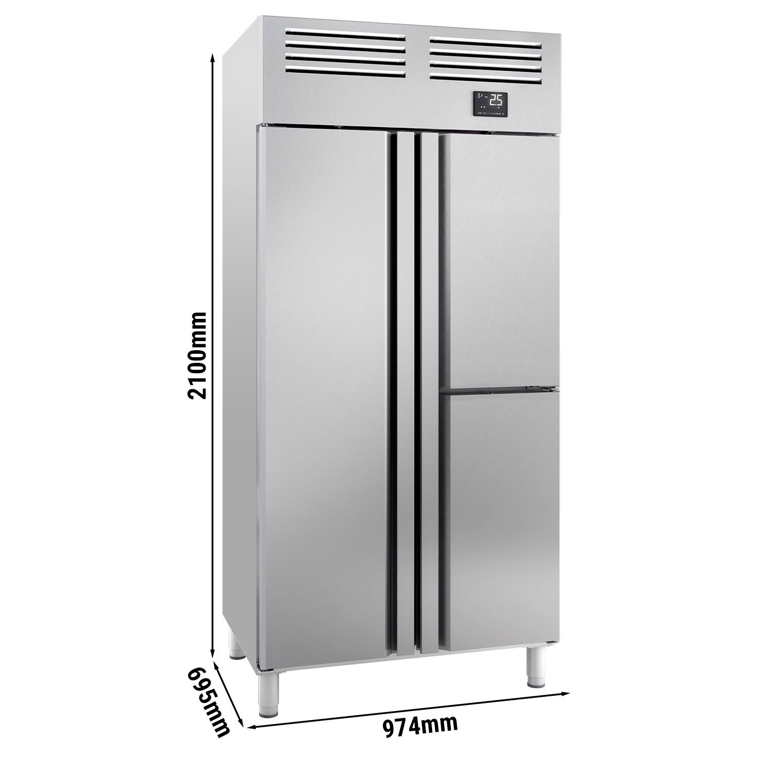 Külmkapp PREMIUM PLUS GN1/1, 745l, 1 täisuks+2 poolust