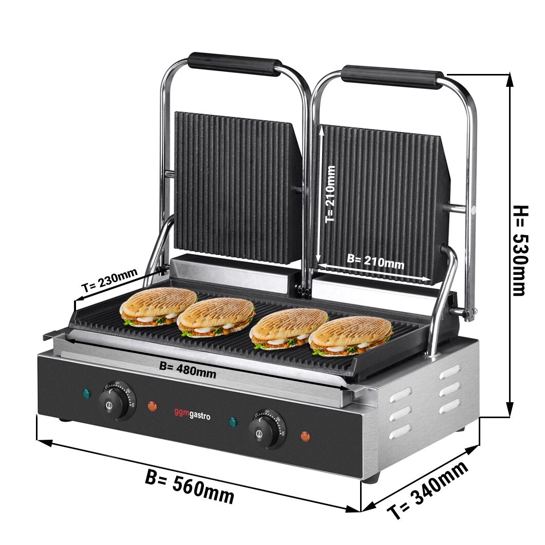 Digitaalne kontaktgrill 3,6kW, ribilised plaadid