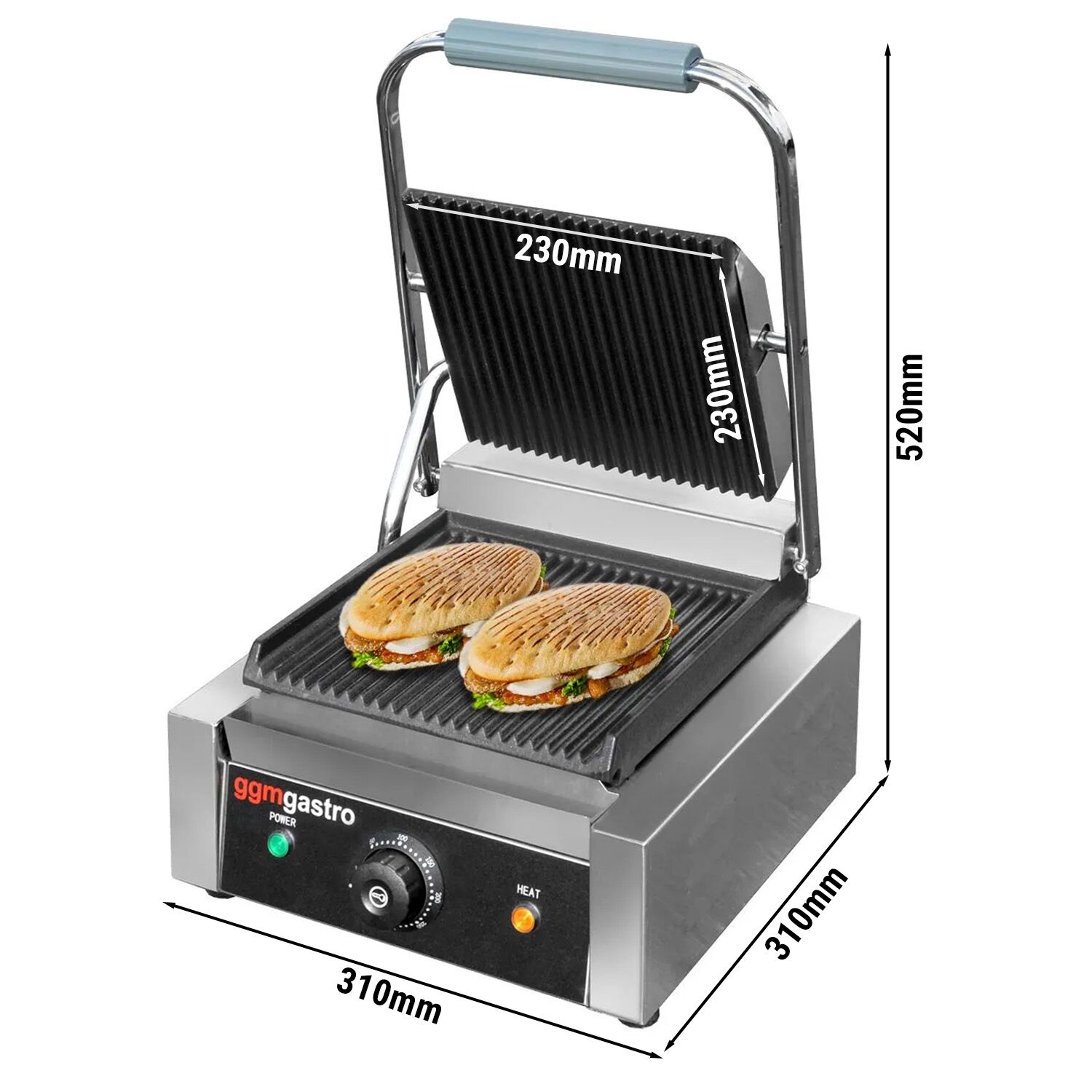 Digitaalne kontaktgrill 2,2kW, ribilised plaadid