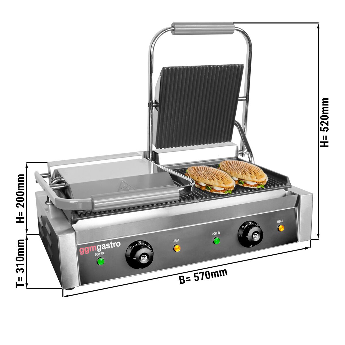 Digitaalne kontaktgrill 4,4kW, ribilised plaadid