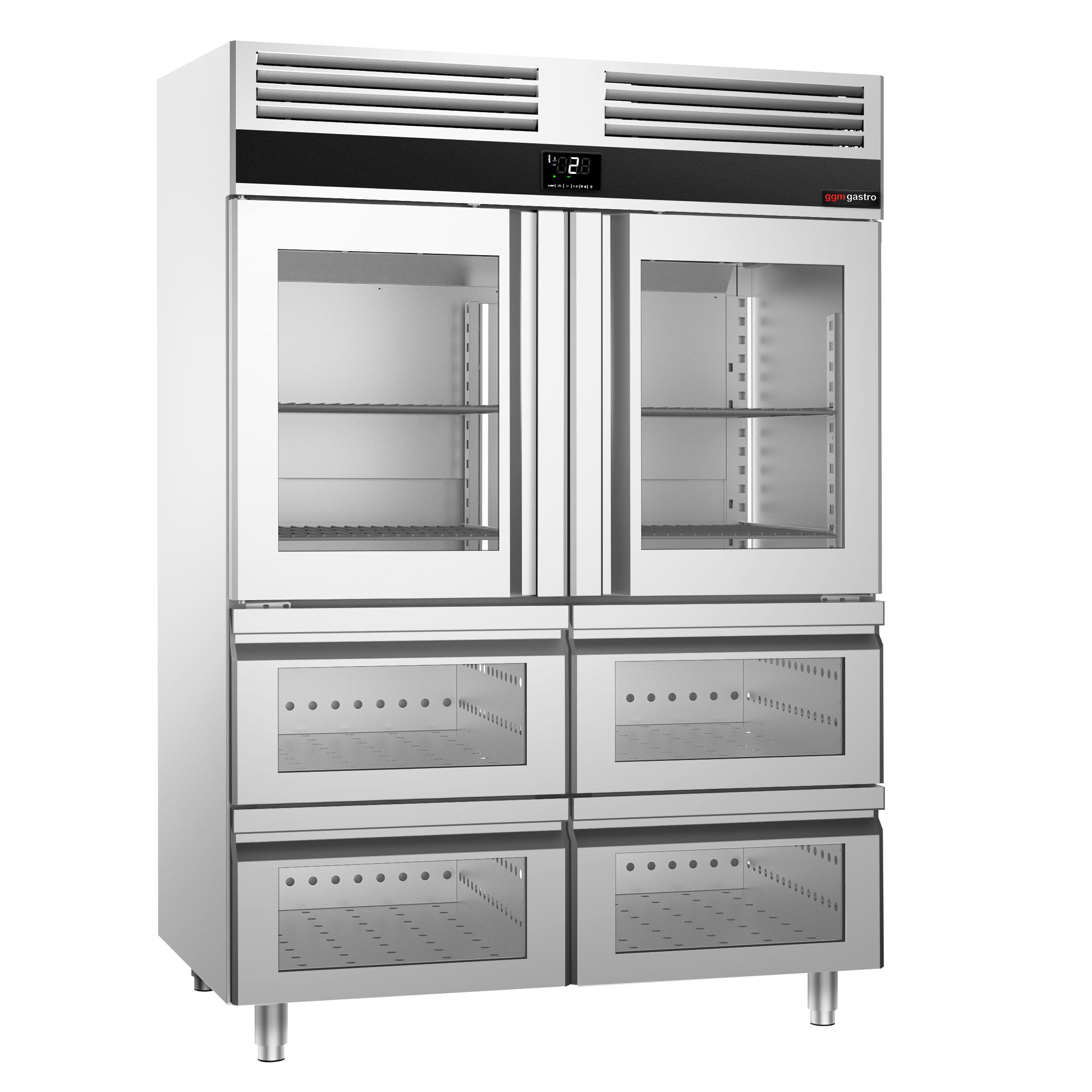 Vitriinkülmik PREMIUM GN2/1, 1400l, 2 klaasust+4 sahtlit