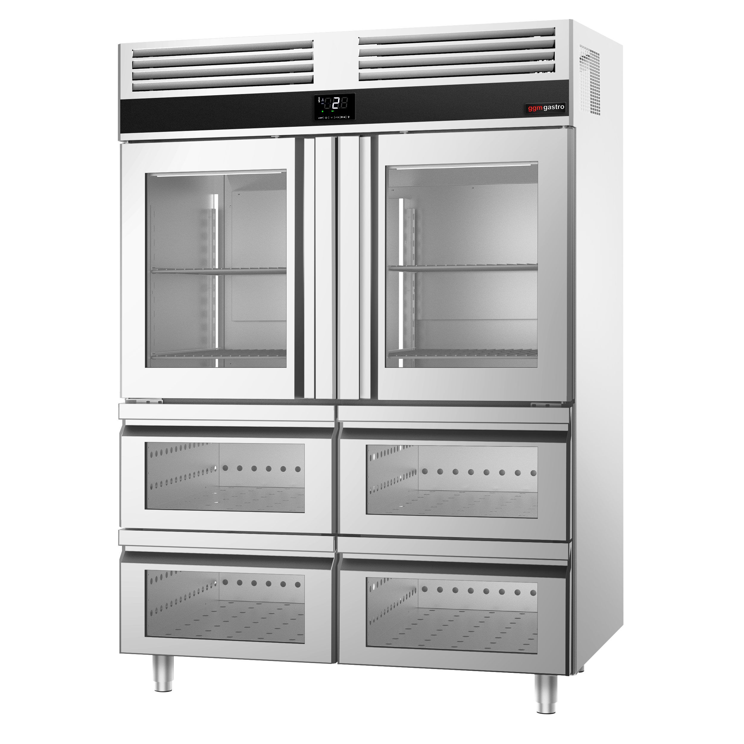 Vitriinkülmik PREMIUM GN2/1, 1400l, 2 klaasust+4 sahtlit