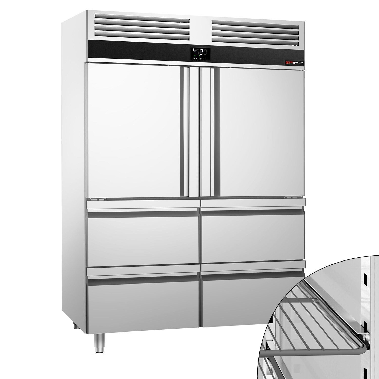 Külmkapp PREMIUM GN2/1, 1400l, 2 poolust+4 sahtlit