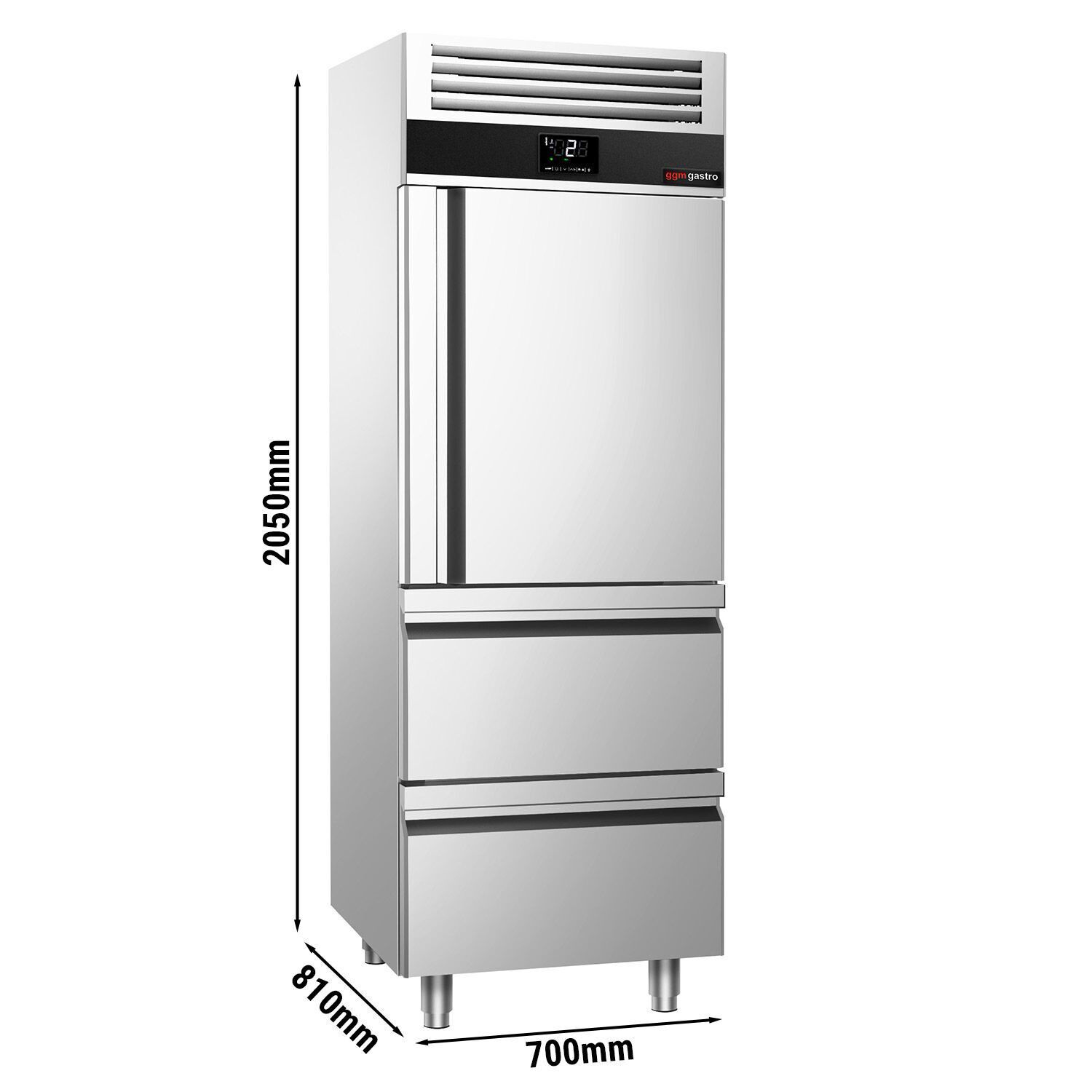 Külmkapp PREMIUM GN2/1, 700l, 1 uks+2 sahtlit