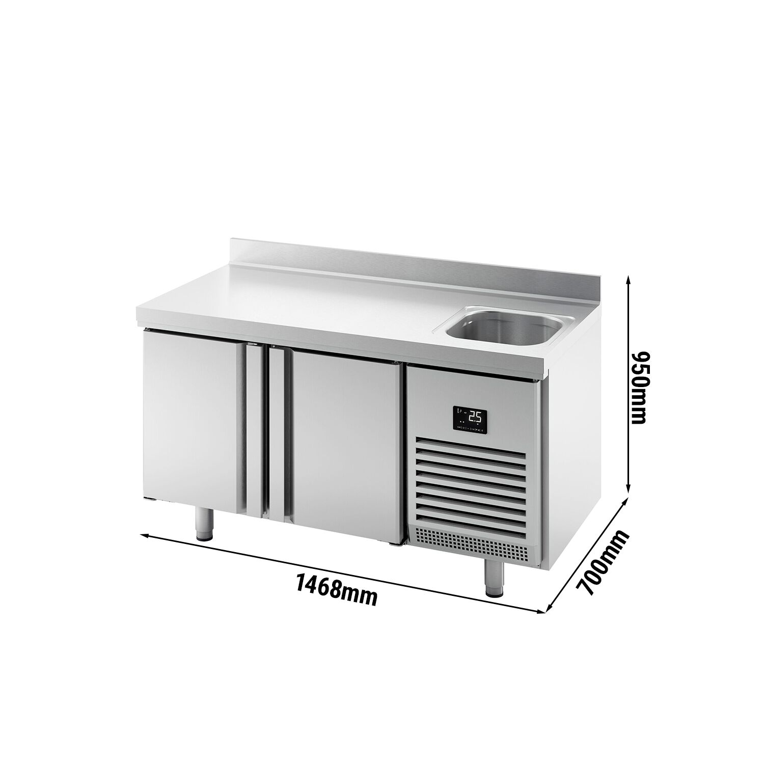 Külmlaud valamuga 1468×700mm, 2 ust