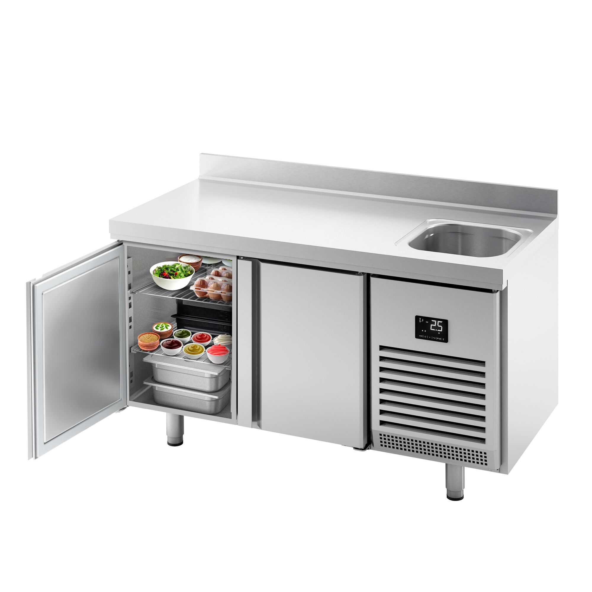 Külmlaud valamuga 1468×700mm, 2 ust