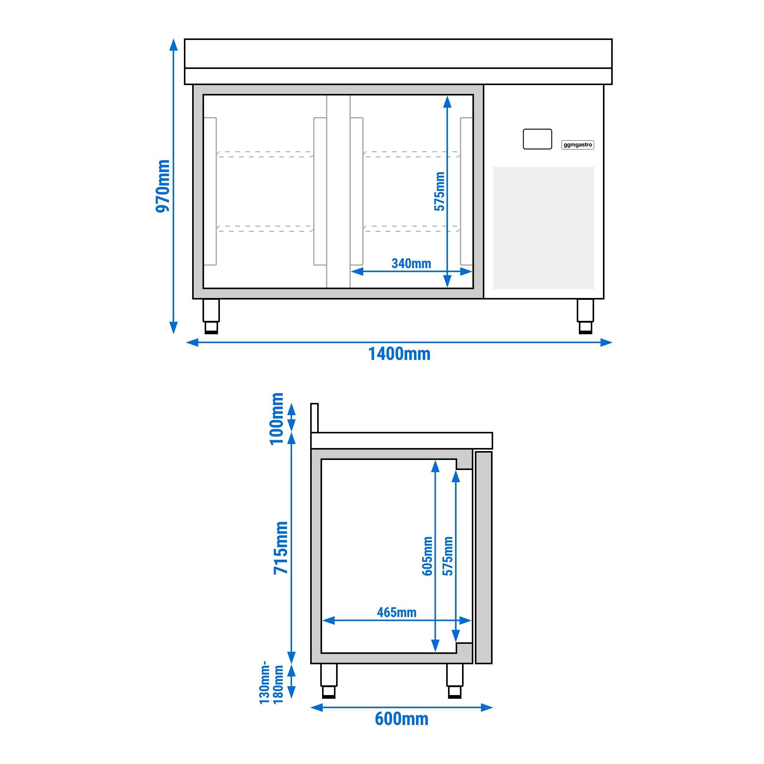 Külmlaud PREMIUM 1400×600mm, 2 ust