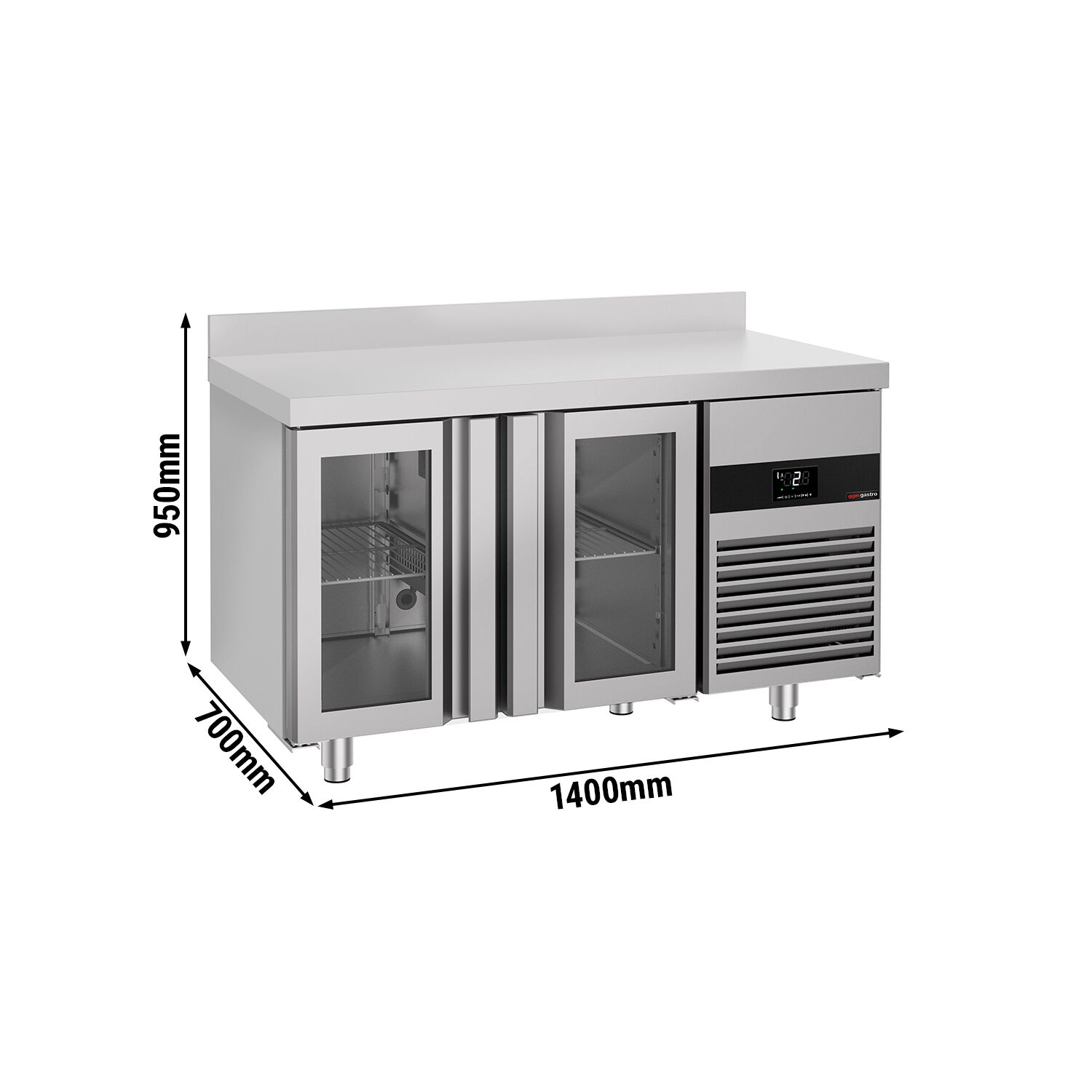 Külmlaud PREMIUM 1400×700mm, klaasuksed
