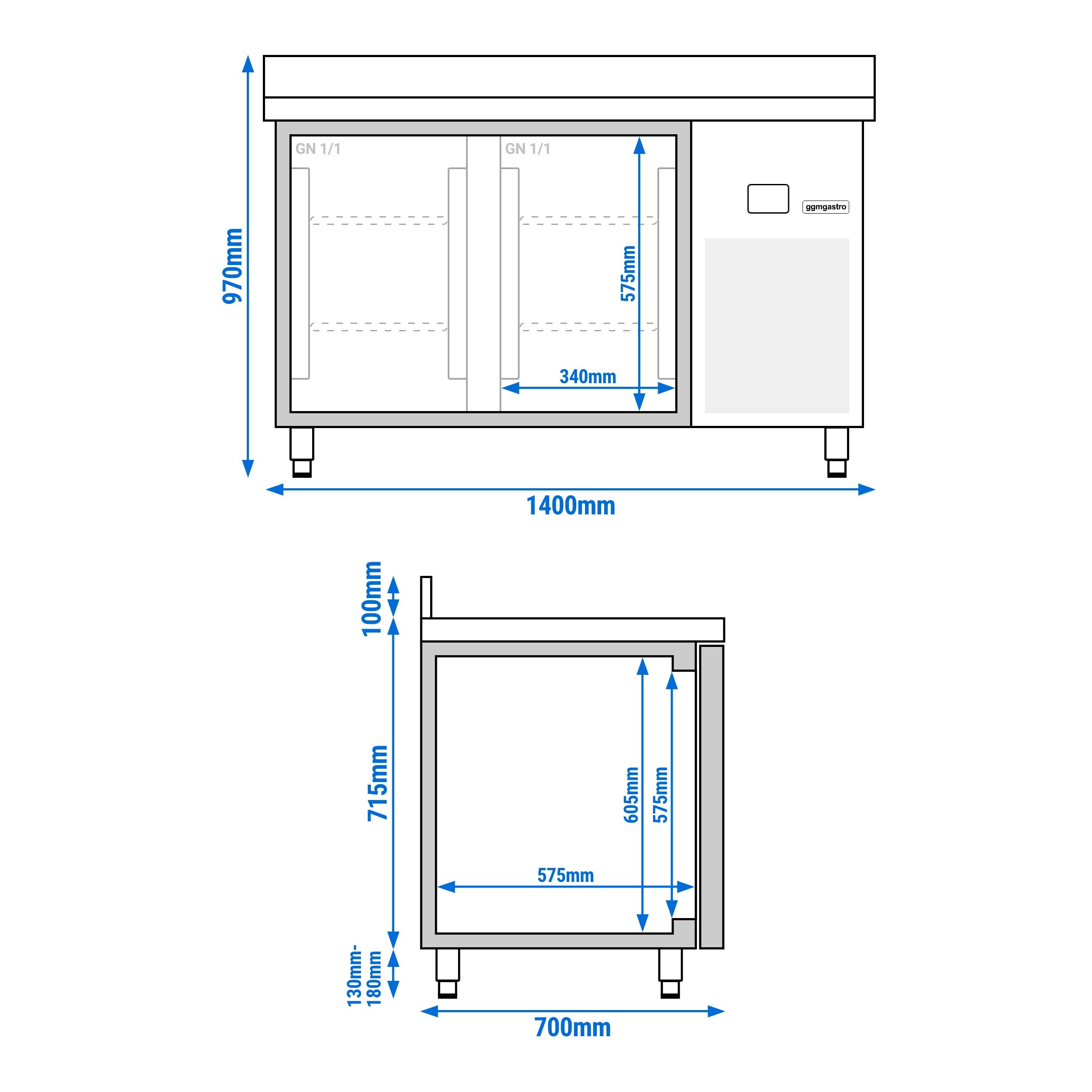 Külmlaud PREMIUM 1400×700mm, 2 ust