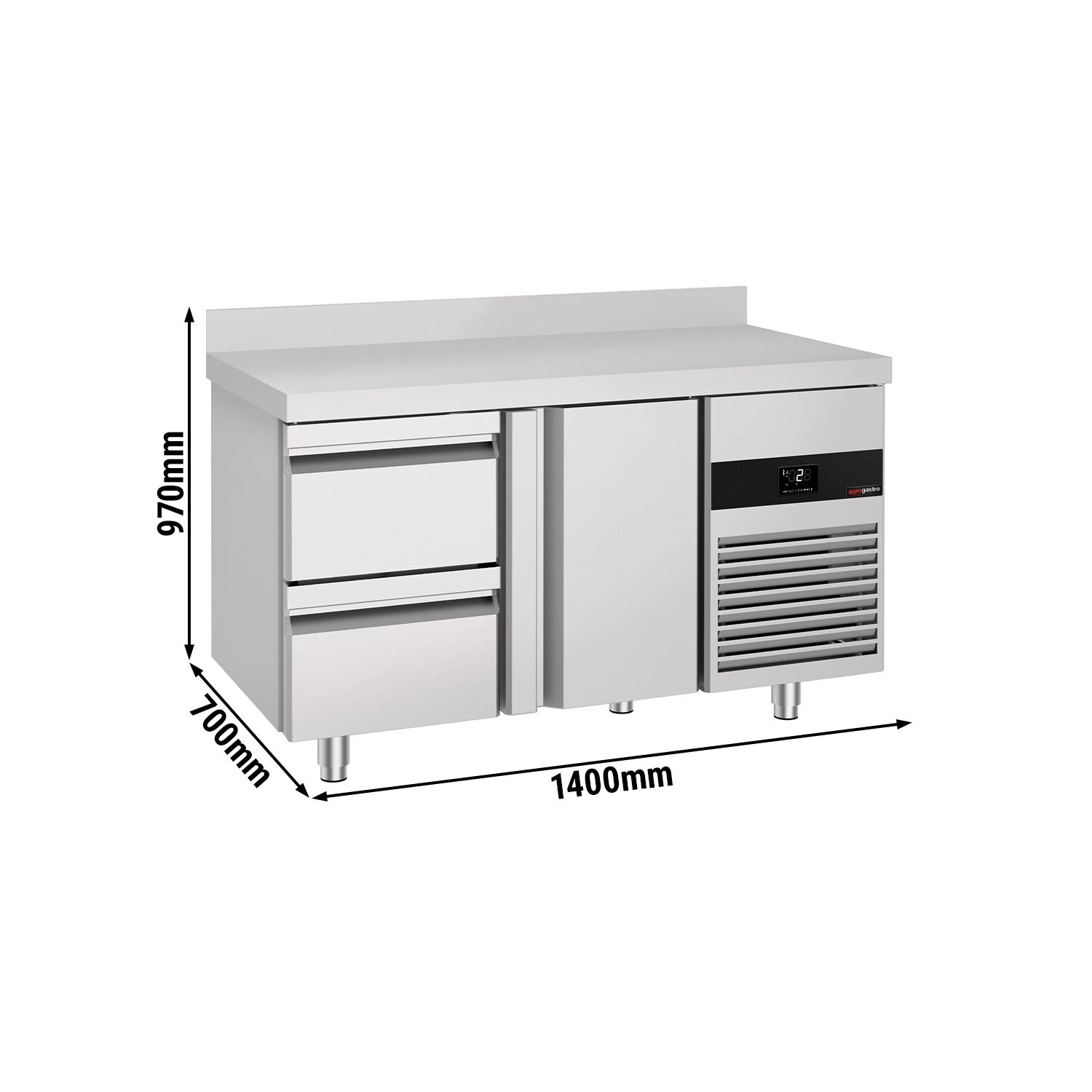 Külmlaud PREMIUM 1400×700mm, 1 uks ja 2 sahtlit