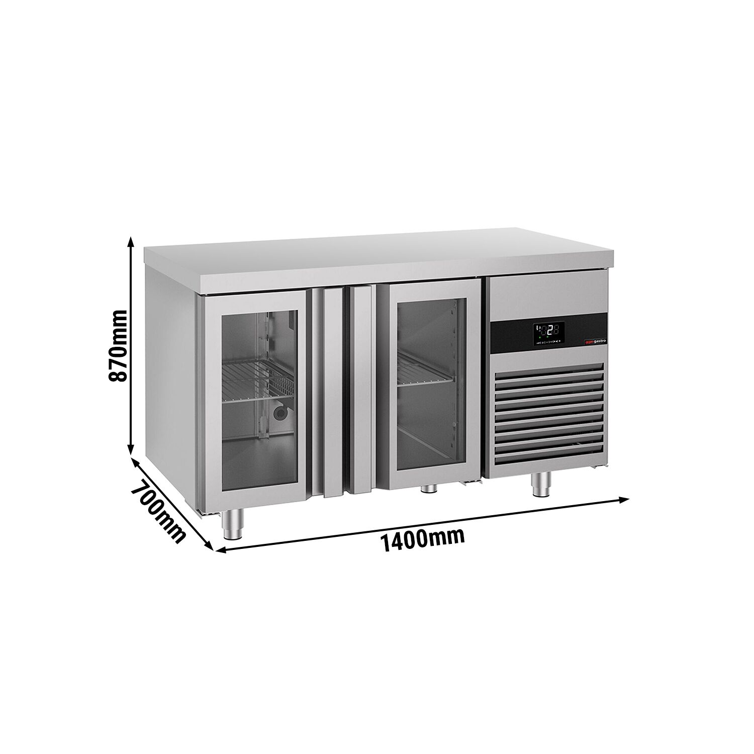 Külmlaud PREMIUM 1400×700mm, klaasuksed
