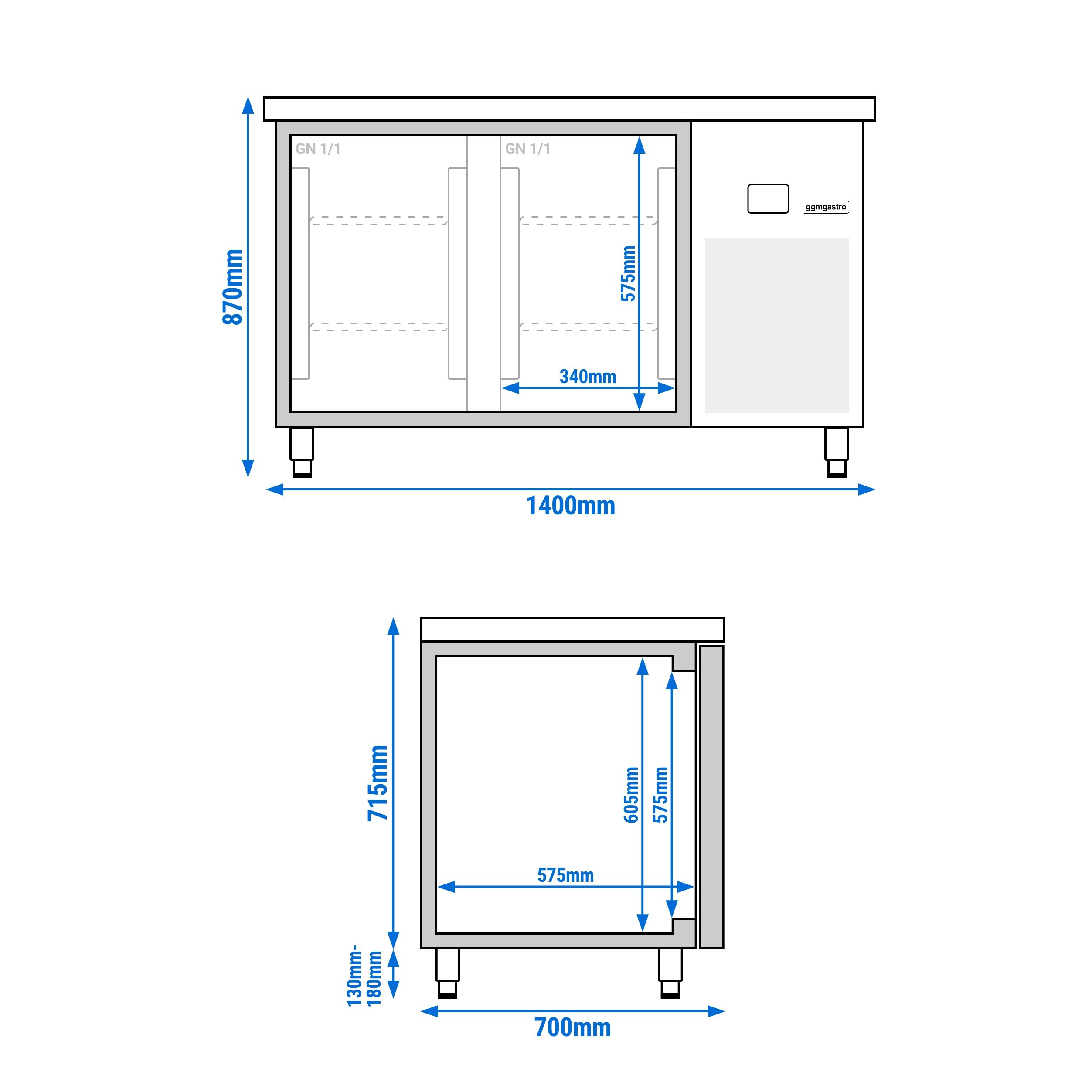Külmlaud PREMIUM 1400×700mm, 2 ust