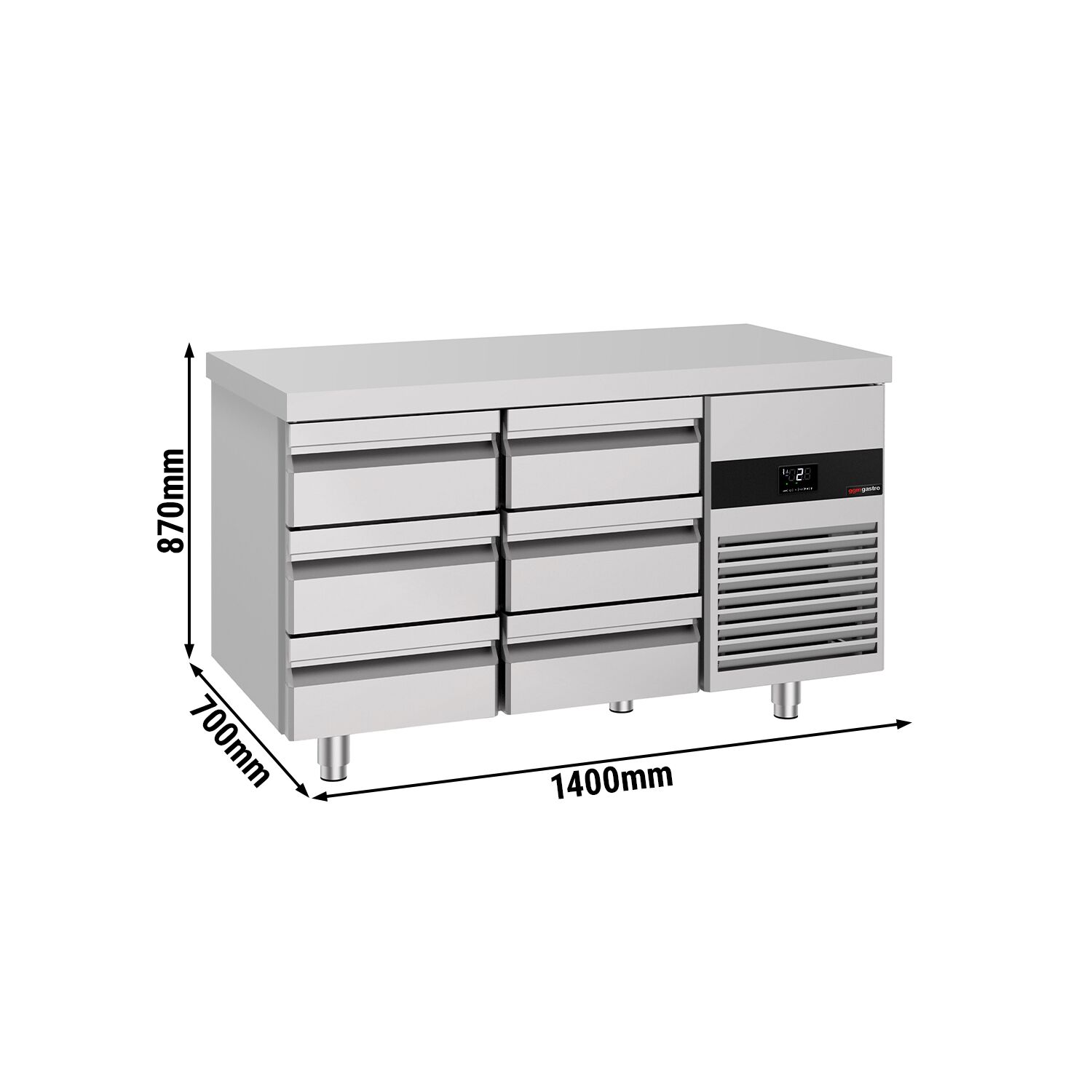 Külmlaud PREMIUM 1400×700mm, 6 sahtlit