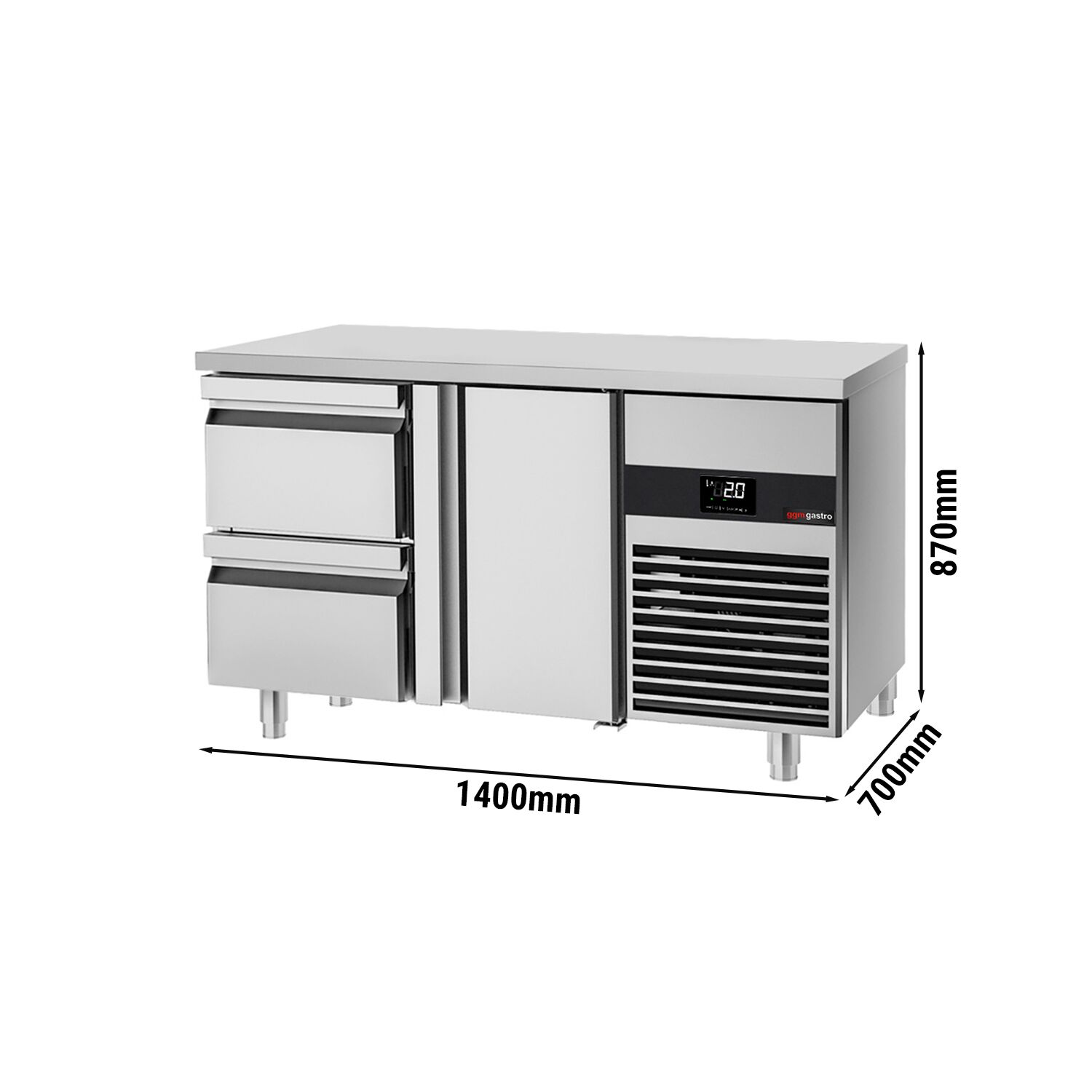 Külmlaud PREMIUM 1400×700mm, 1 uks ja 2 sahtlit
