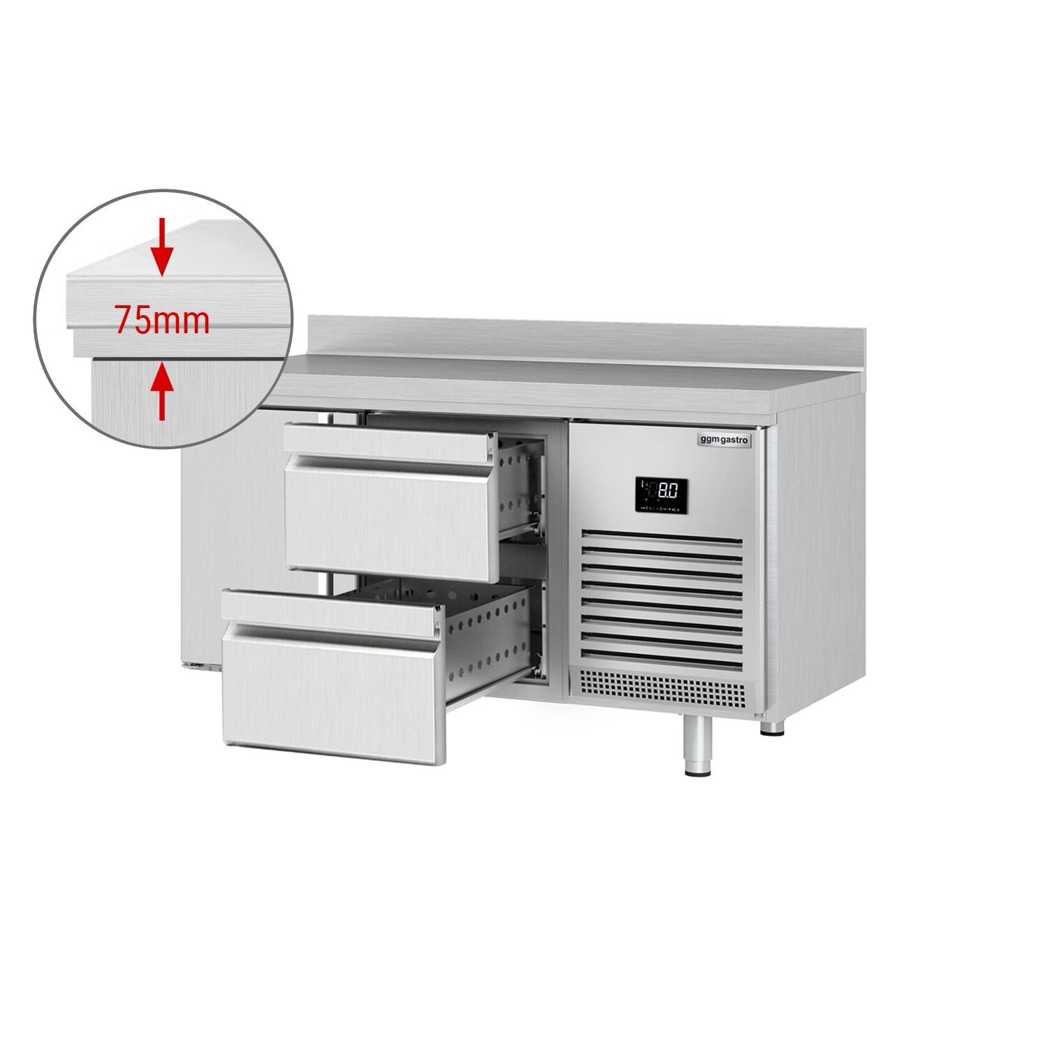 Külmlaud PREMIUM PLUS 1468×600mm, 1 uks ja 2 sahtlit
