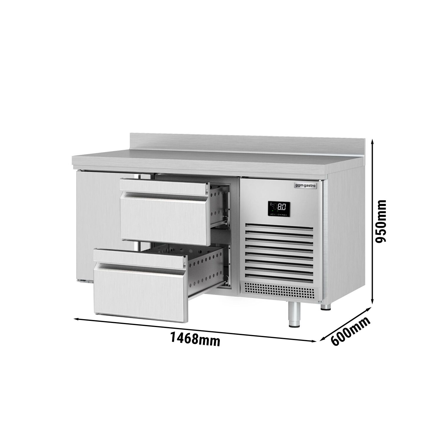 Külmlaud PREMIUM PLUS 1468×600mm, 1 uks ja 2 sahtlit