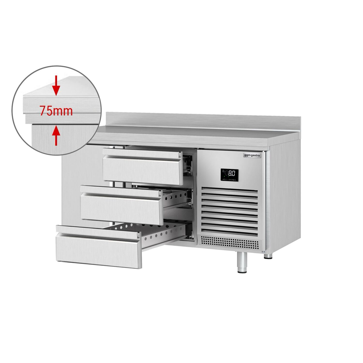 Külmlaud PREMIUM PLUS 1468×600mm, 1 uks ja 3 sahtlit
