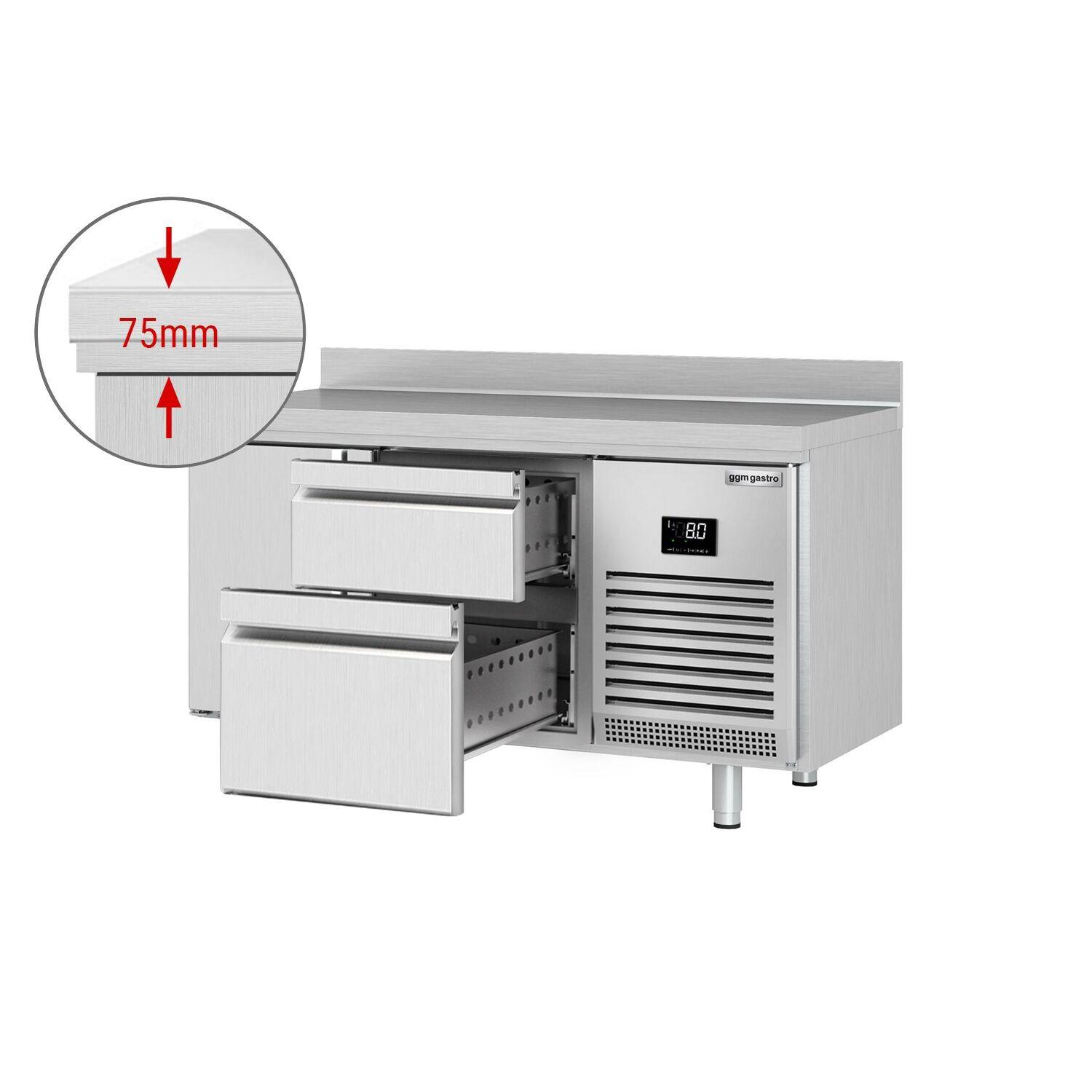 Külmlaud PREMIUM PLUS 1468×600mm, 1 uks ja 2 sahtlit