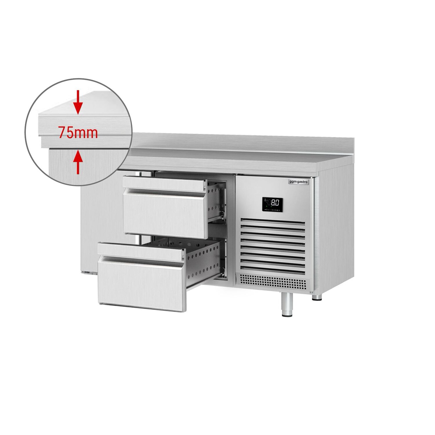 Külmlaud PREMIUM PLUS 1468×700mm, 1 uks ja 2 sahtlit